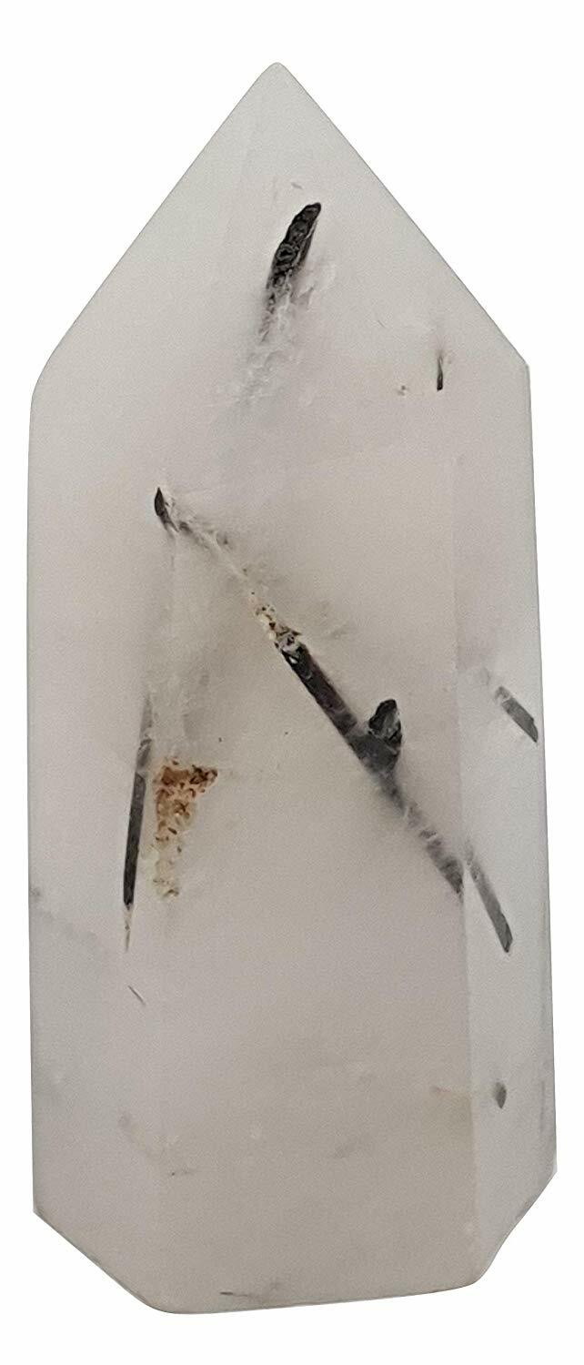Rutilated Black Tourmaline Quartz Gemstone Point 60 x 25 x 25mm Approx 60g gt12