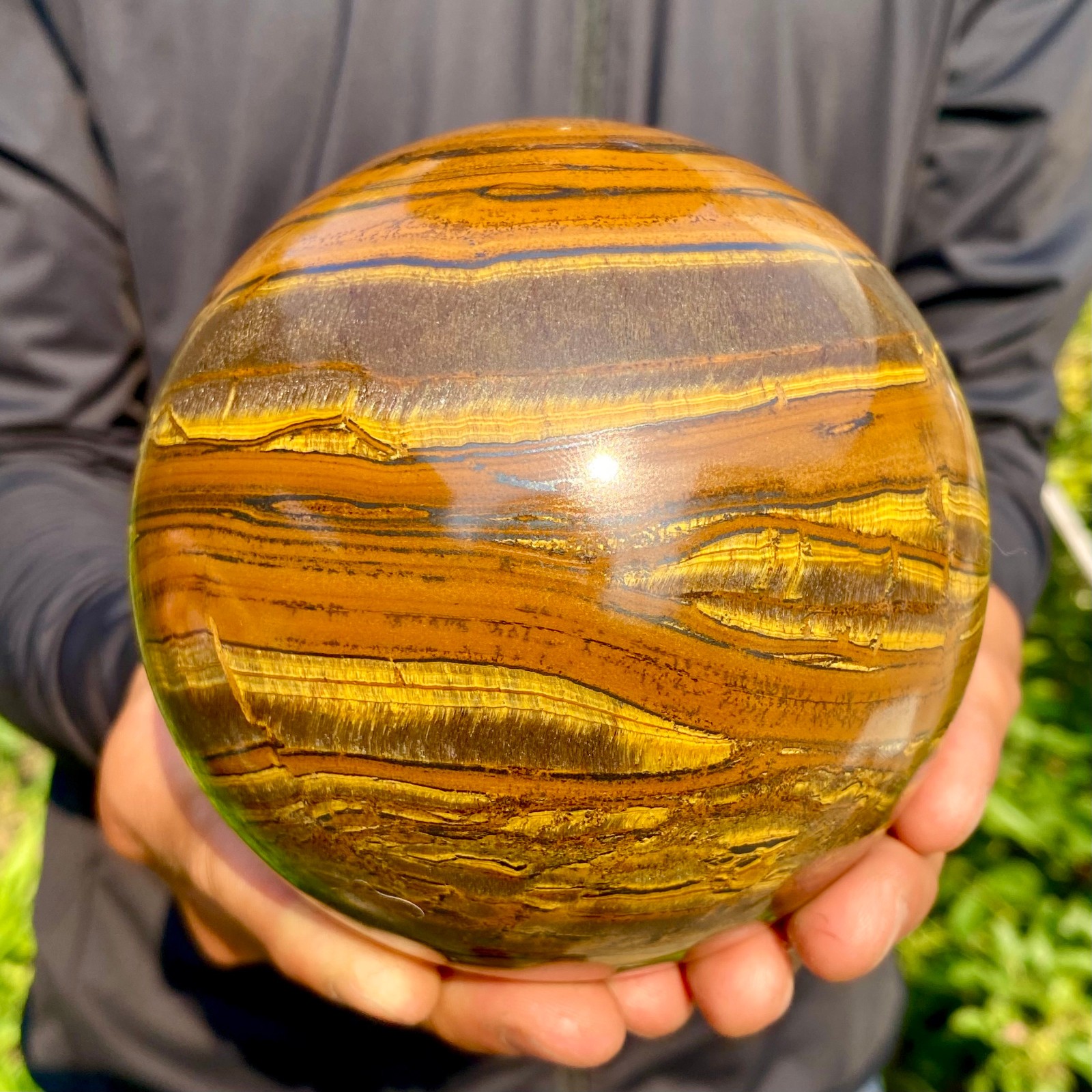 4.76LB Large Natural Tiger Eye Stone Crystal Ball Quartz Healing Sphere Décor