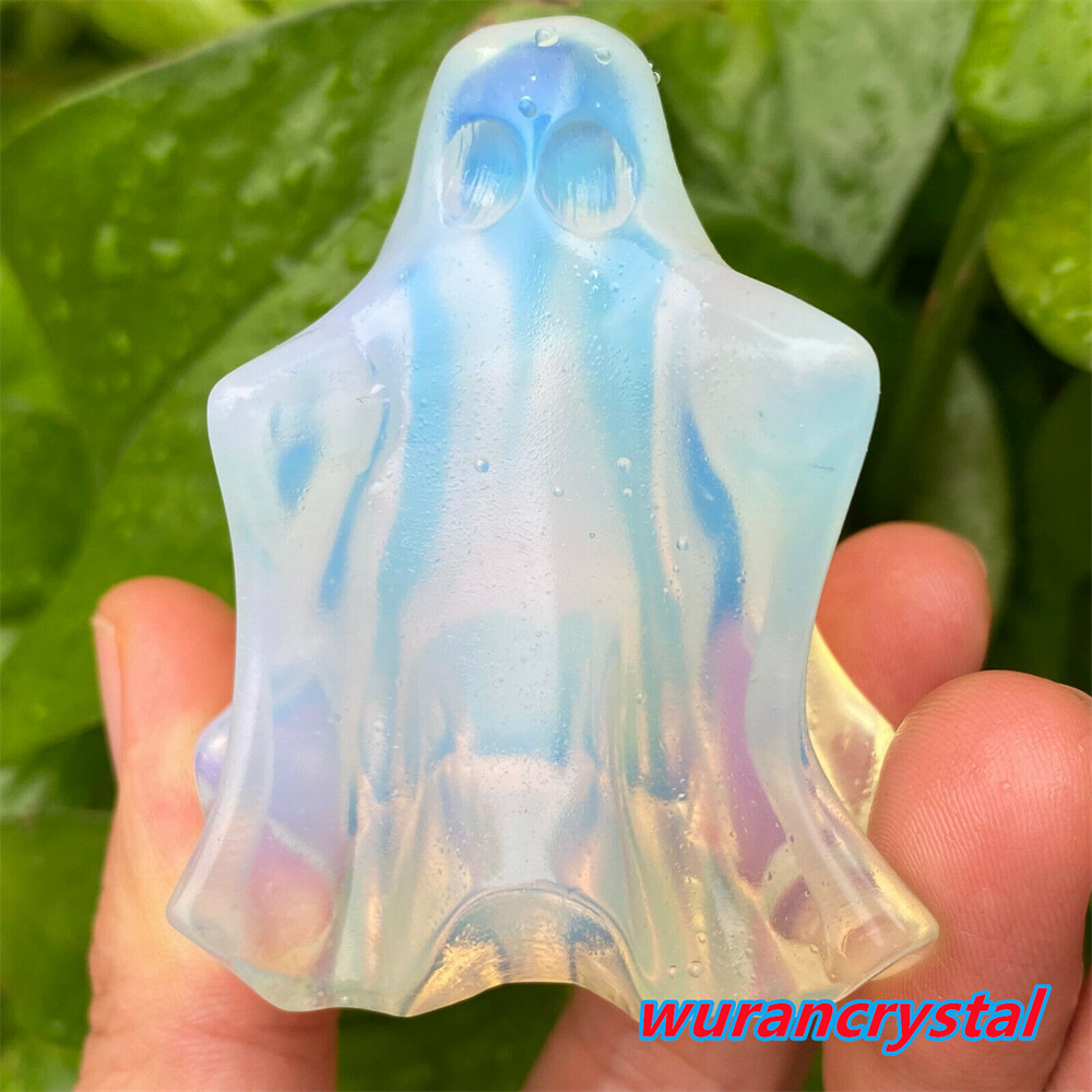 2″ A+ Beautiful Opalite Ghost Quartz crystal Carved point Skull Healing gift 1pc