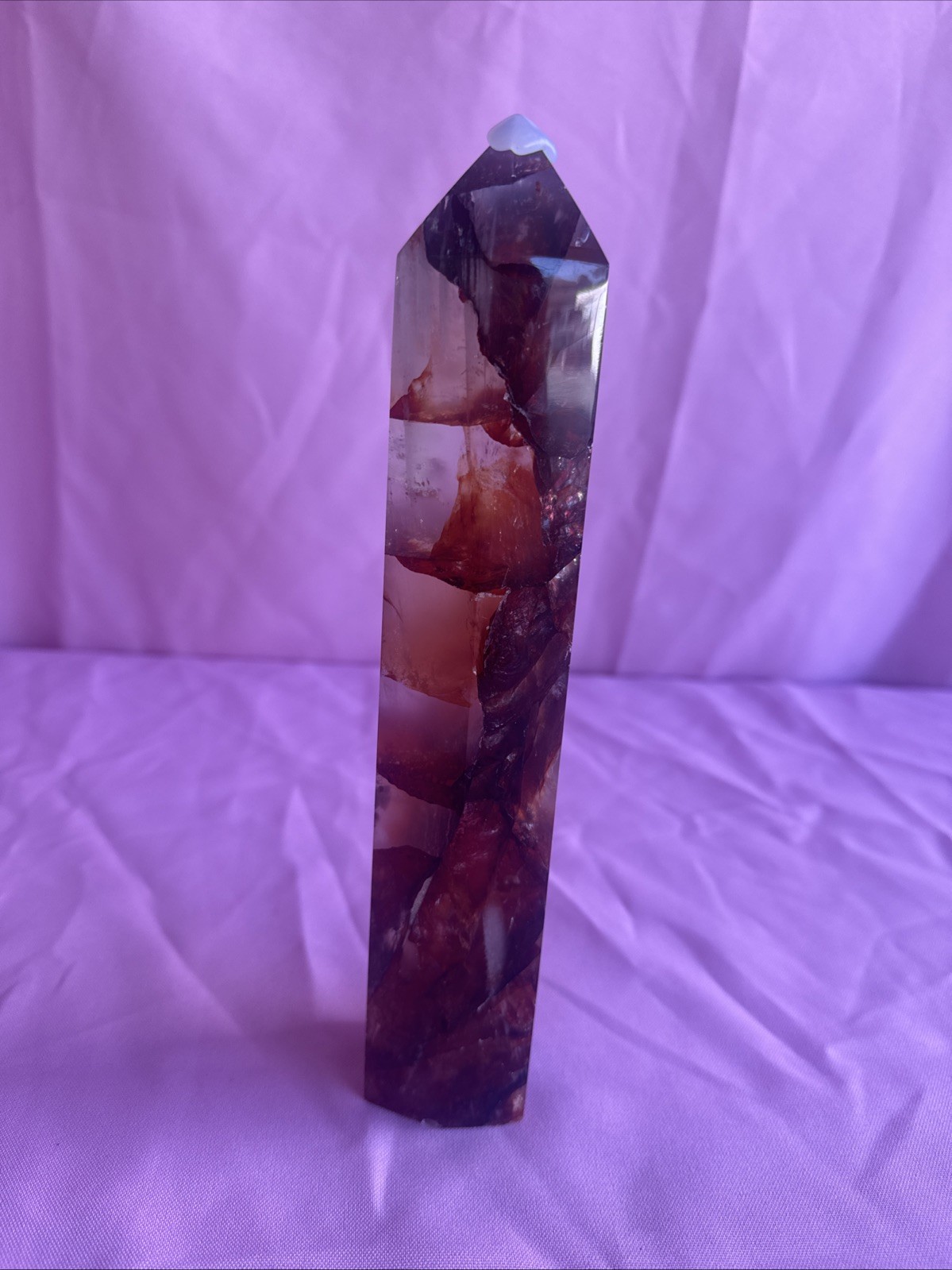 10” 2lb 8oz Fire Quartz/ Hematoid Quartz/ Quartz Tower Translucent Flashy/ Gemmy