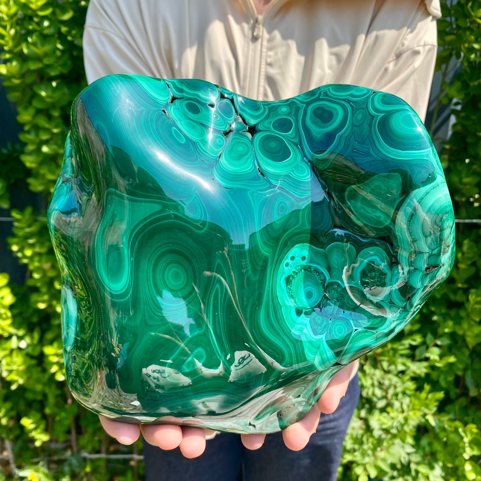 9.03LB Natural glossy Malachite transparent cluster rough mineral sample