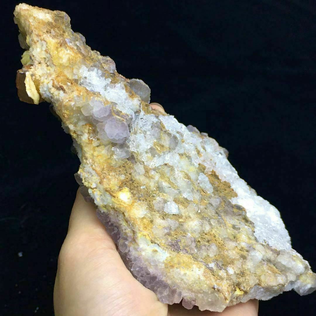 344g Translucent Purple Edge Cubic Ladder Fluorite Crystal & Feather Calcite