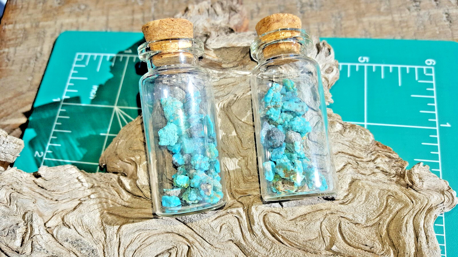 5 grams Villa Grove Turquoise premium Blue Nuggets in Glass jar