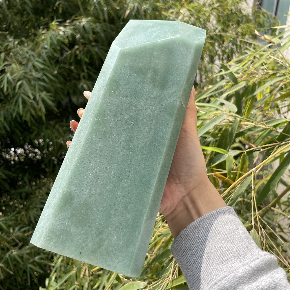 8LB 9.8″ Natural Green Aventurine Obelisk Tower Crystal Quartz Reiki Cuttable