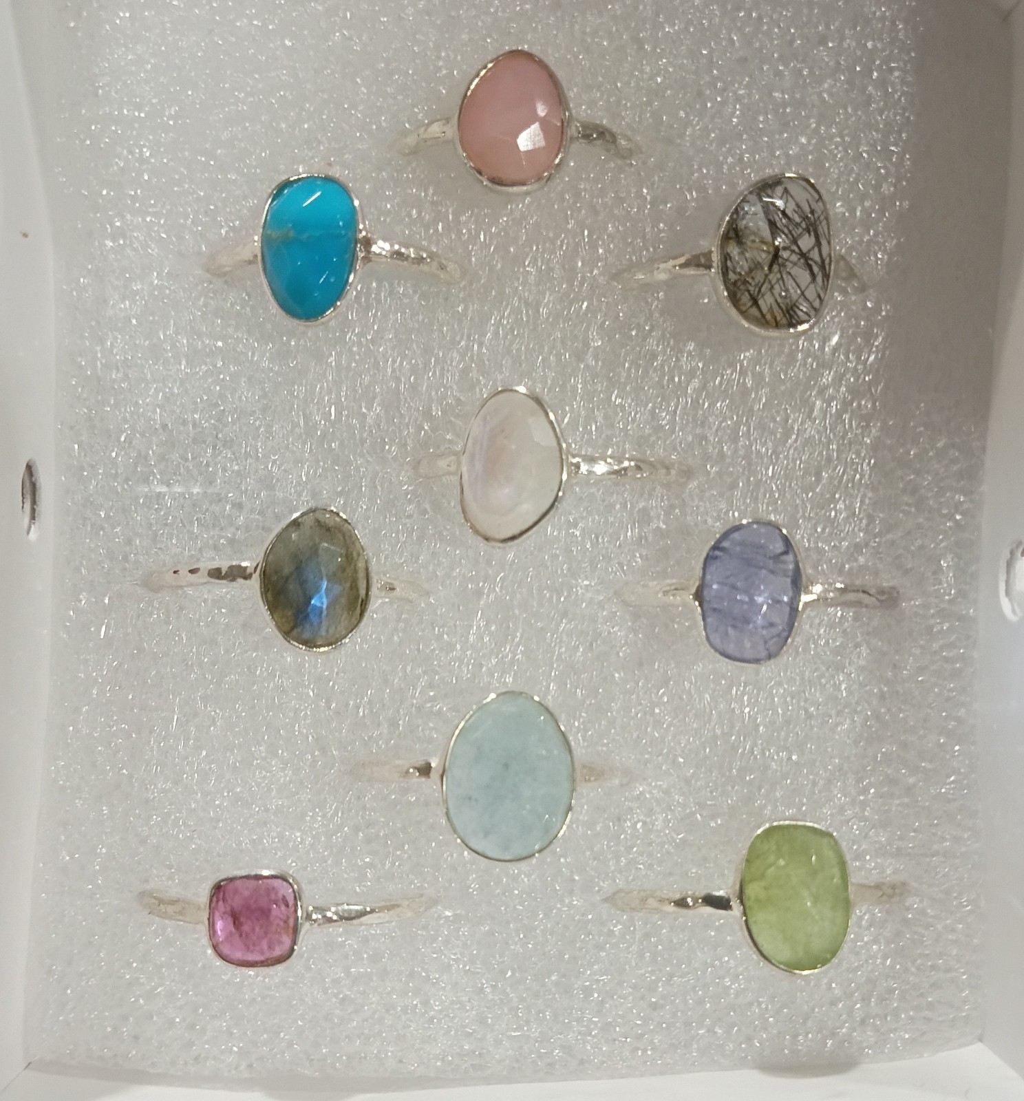 Genuine Gemstone Sterling Silver Rings 9 Pack