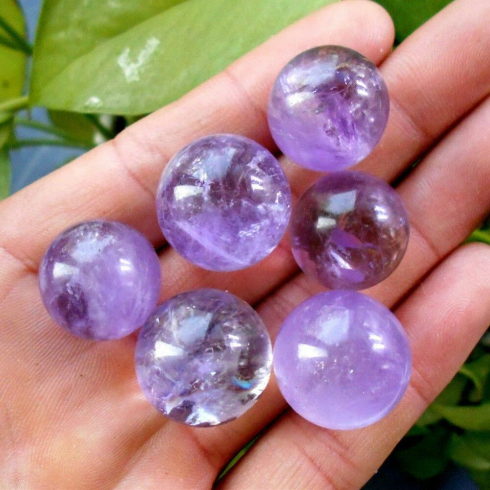 25-50mm Natural Amethyst Quartz Sphere Pretty Crystal Ball Healing Purple Stone