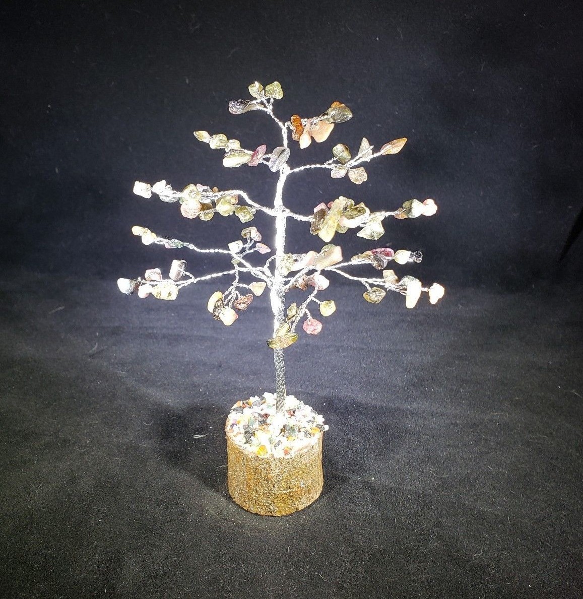 NATURAL MULTI-TOURMALINE GEMSTONE CHIP TREE WITH 100 STONES CRYSTAL TREE OF LIFE