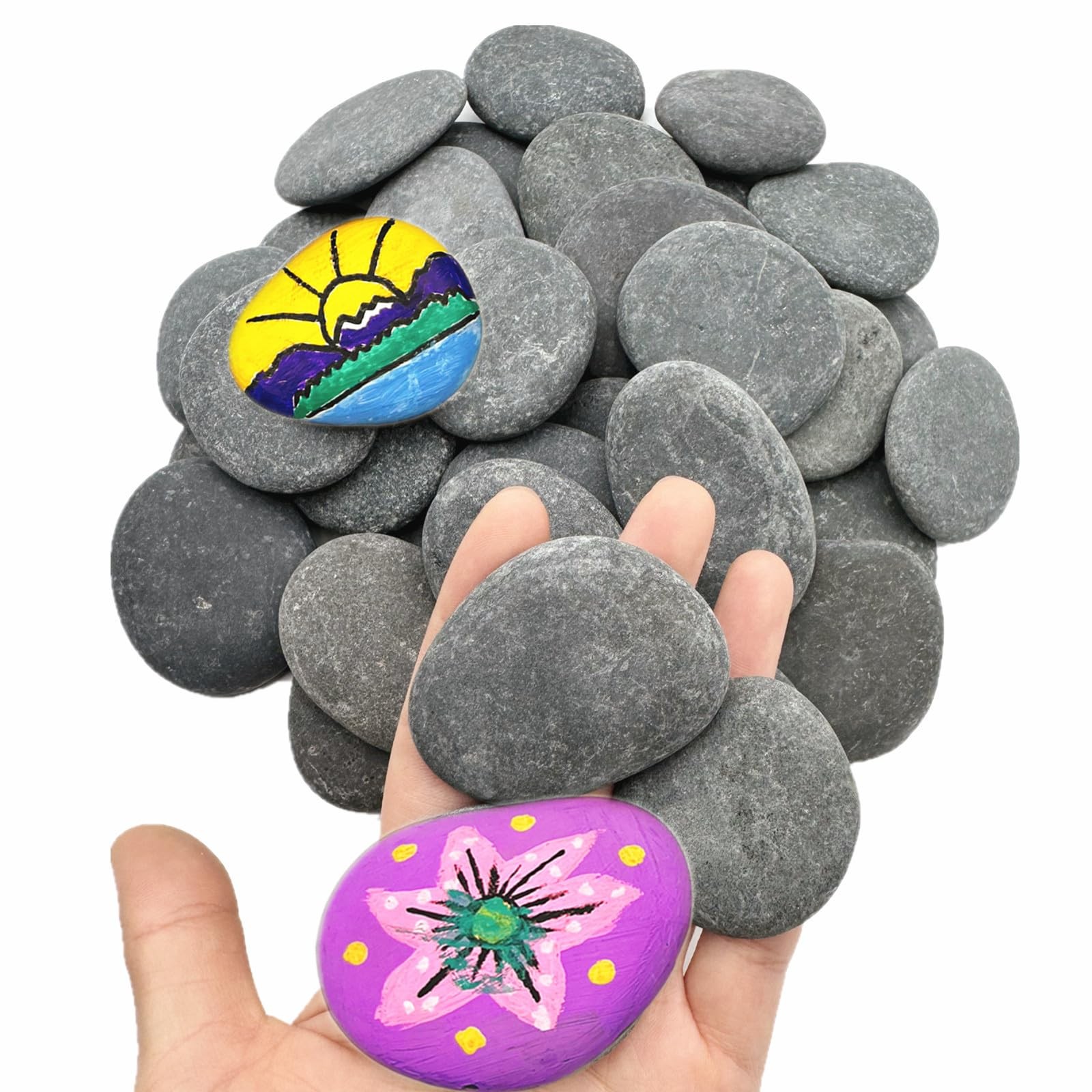 100 PCS Rocks Bulk for Painting Natural River DIY Rocks Flat & Smooth Kindnes