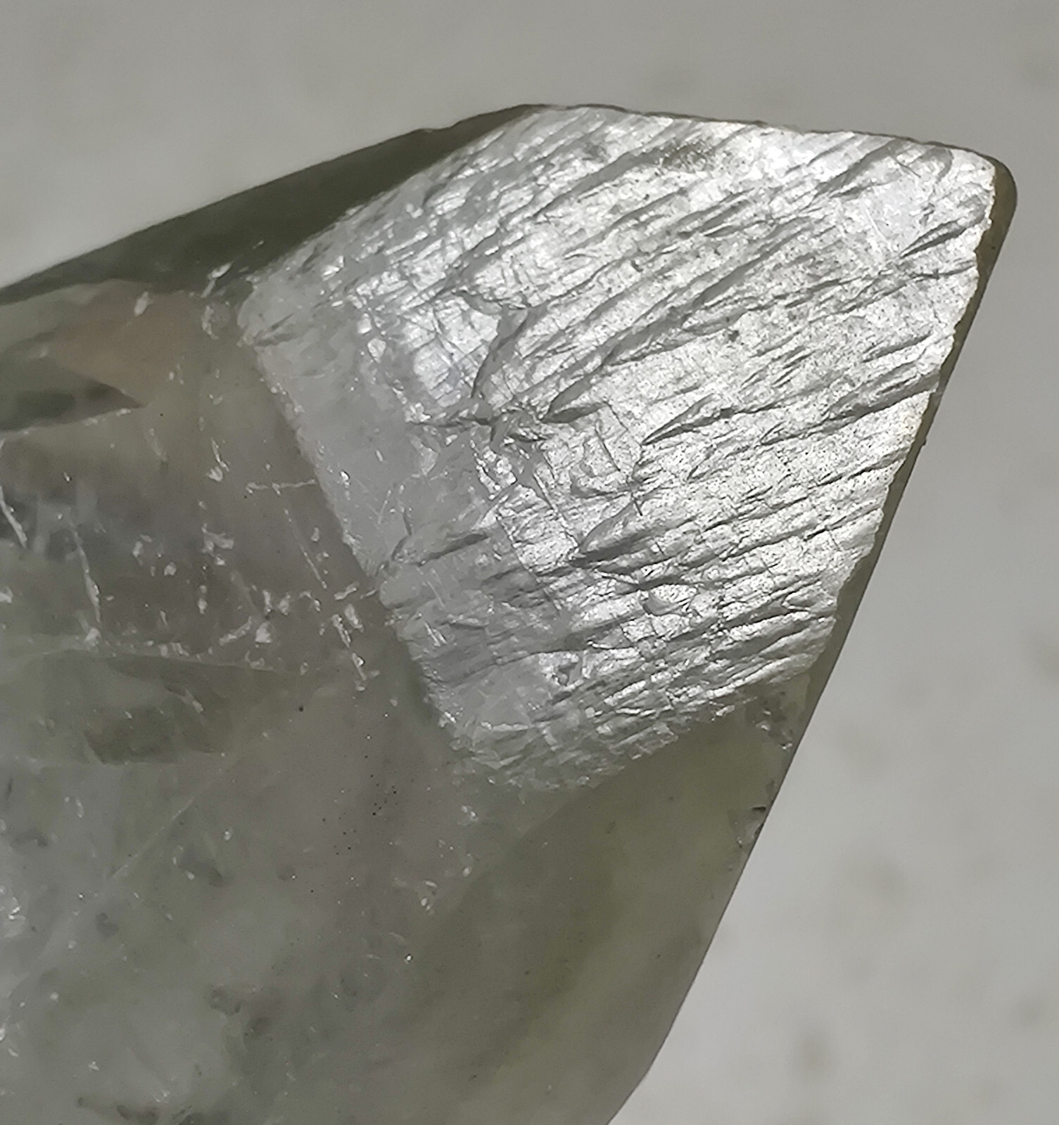 Phantom Calcite crystal with Marcasite. Vulcan Quarry, Racine, Wisconsin. 5 cm.