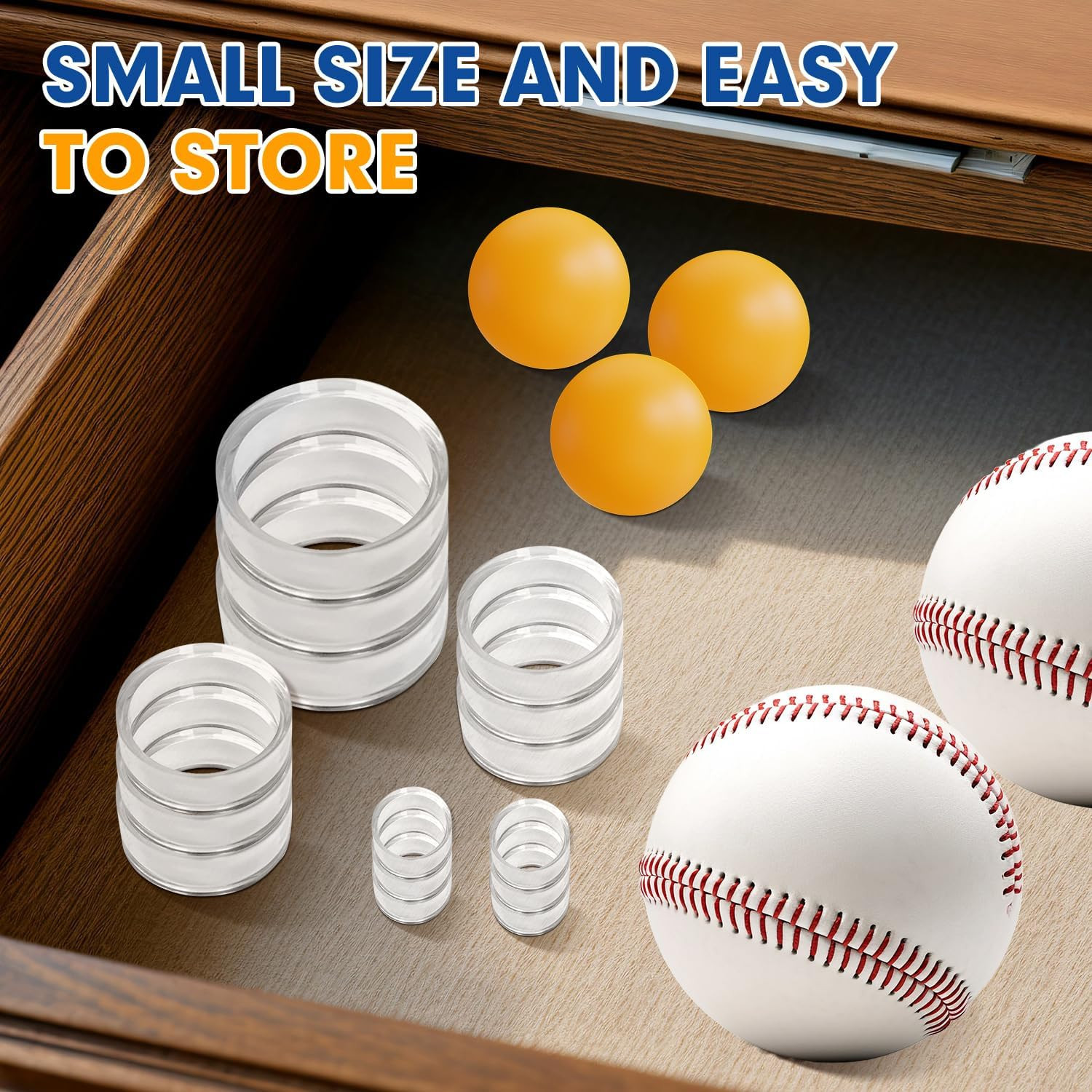 Party Zealot 30 Pcs Large Acrylic Clear Baseball Stands 1-5/8″ Size Display Hold