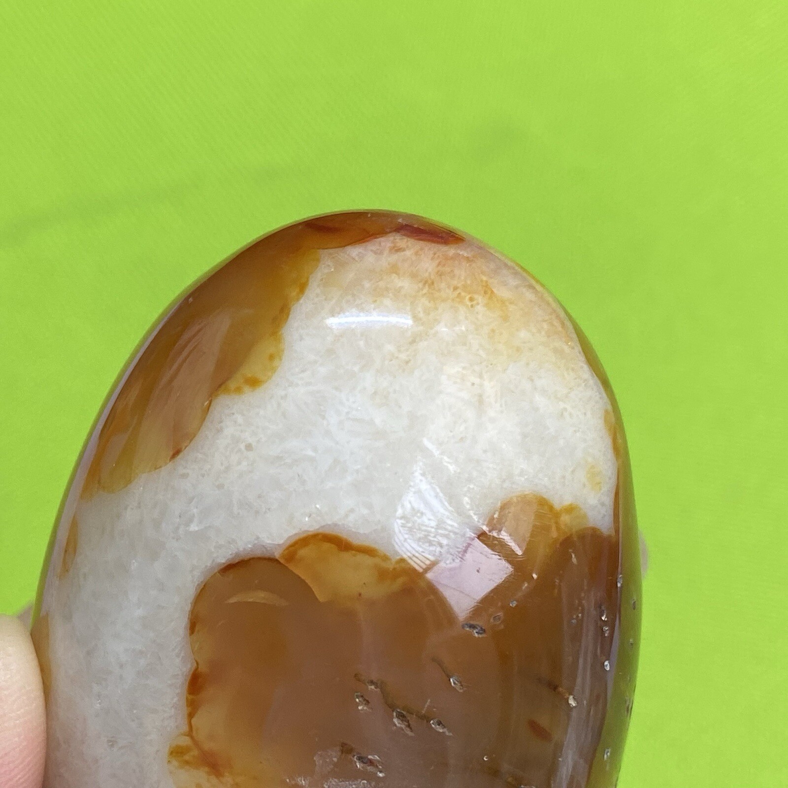 77mm242g Beautiful Patterns Red Agate Carnelian Palm Stone Reiki Crystal Md Y098