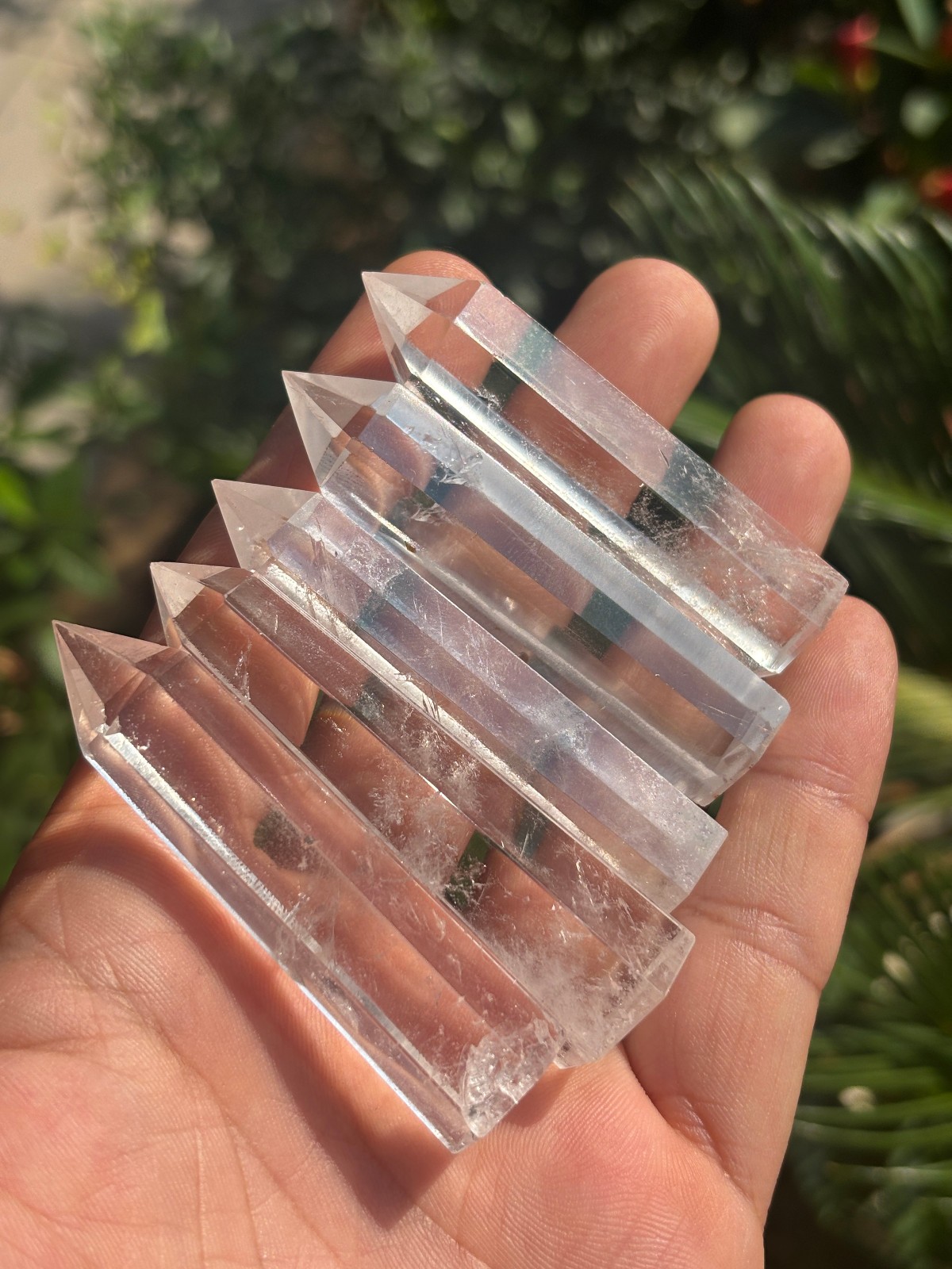 5PCS CLEAR QUARTZ SINGLE THIN PENCIL POINT WAND GEMSTONE CRYSTAL