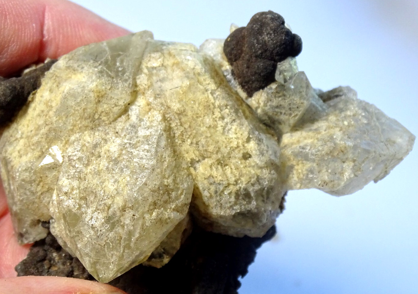 NATURAL QUARTZ CRYSTALS on SIDERITE SPECIMEN – MEXICO – 7.0 x 5.4 cms 91 gms