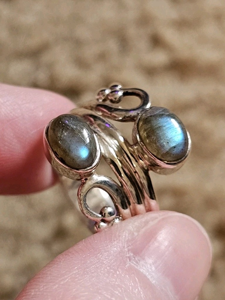 Sterling Silver Labradorite Ring, Size 7, Crystals & Stones, Mineral Specimen