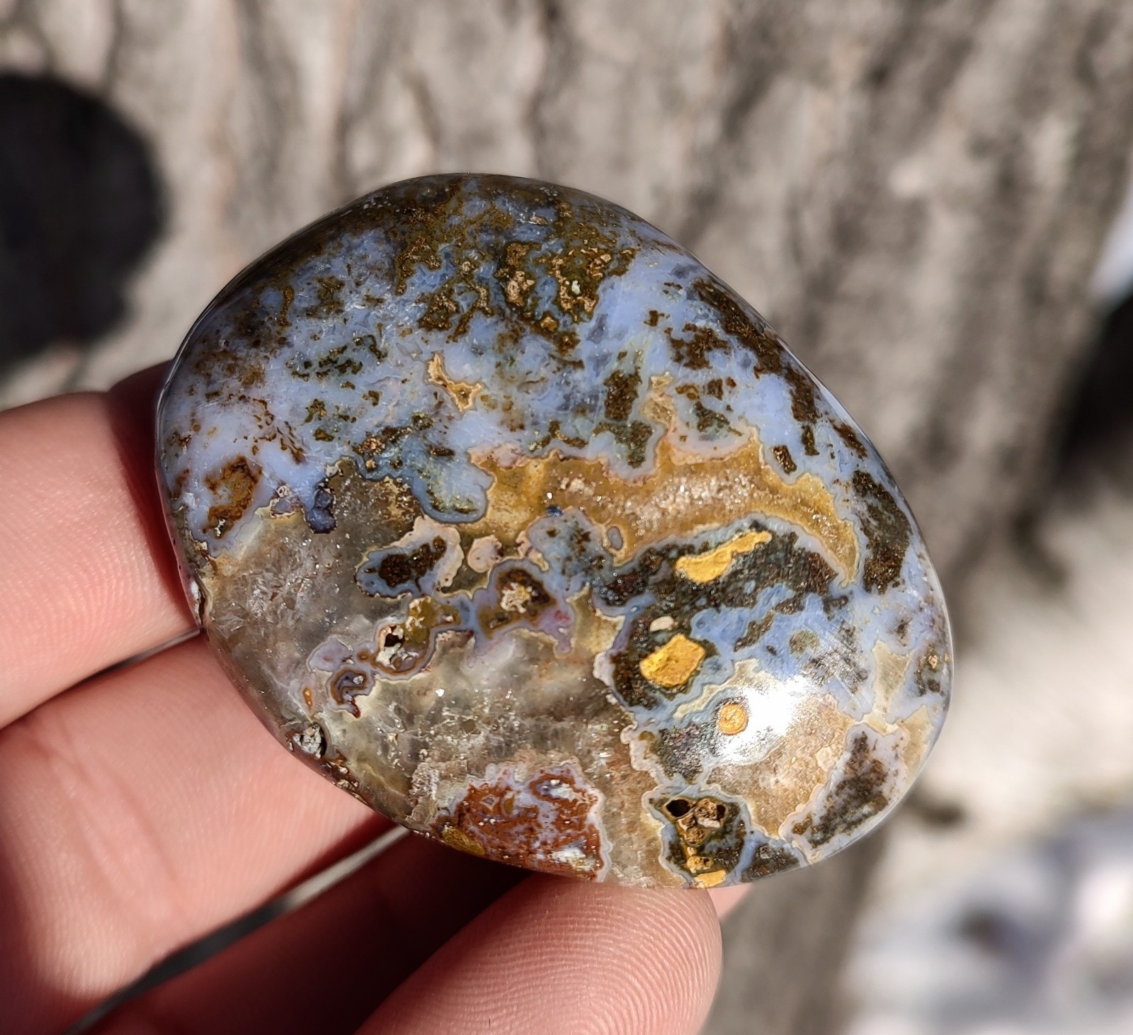 93g Ocean Jasper Palmstone, Natural Mixed Colors, Ocean Jasper Calming Stone