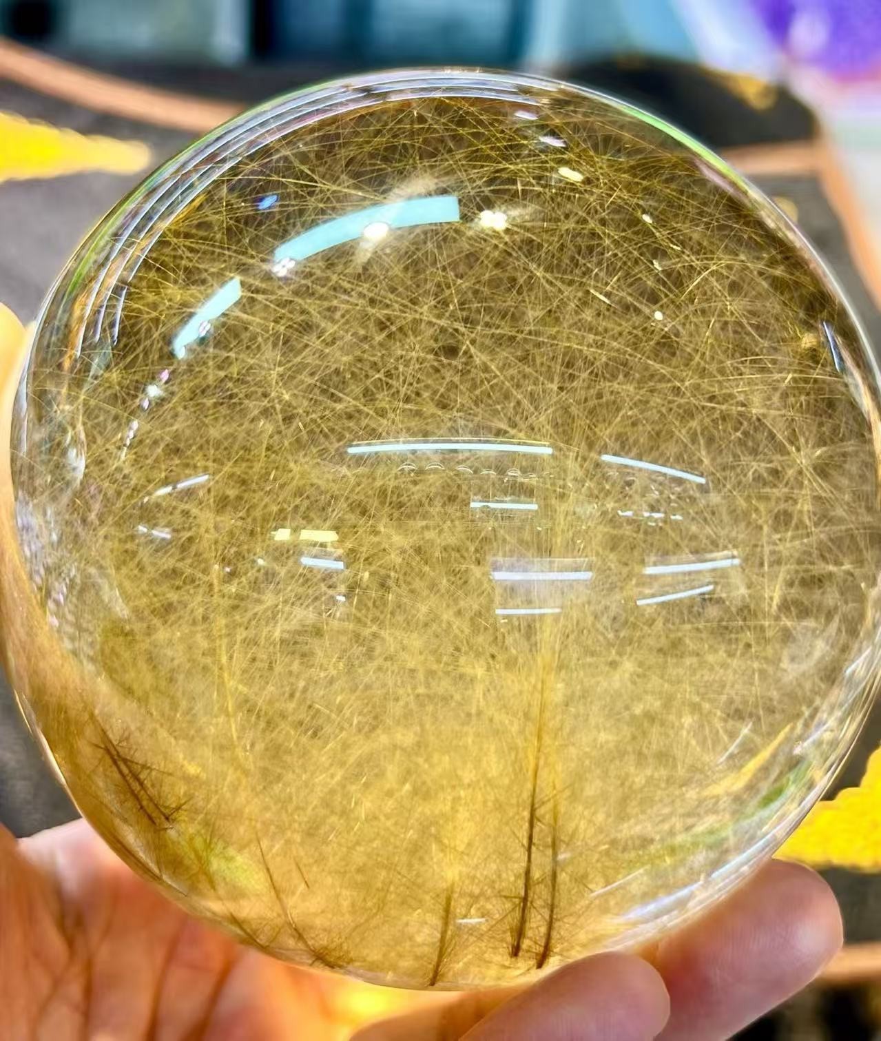 100mm Eye-Clean Natural Rutilated Quartz Sphere Rutile Crystal Ball Healing