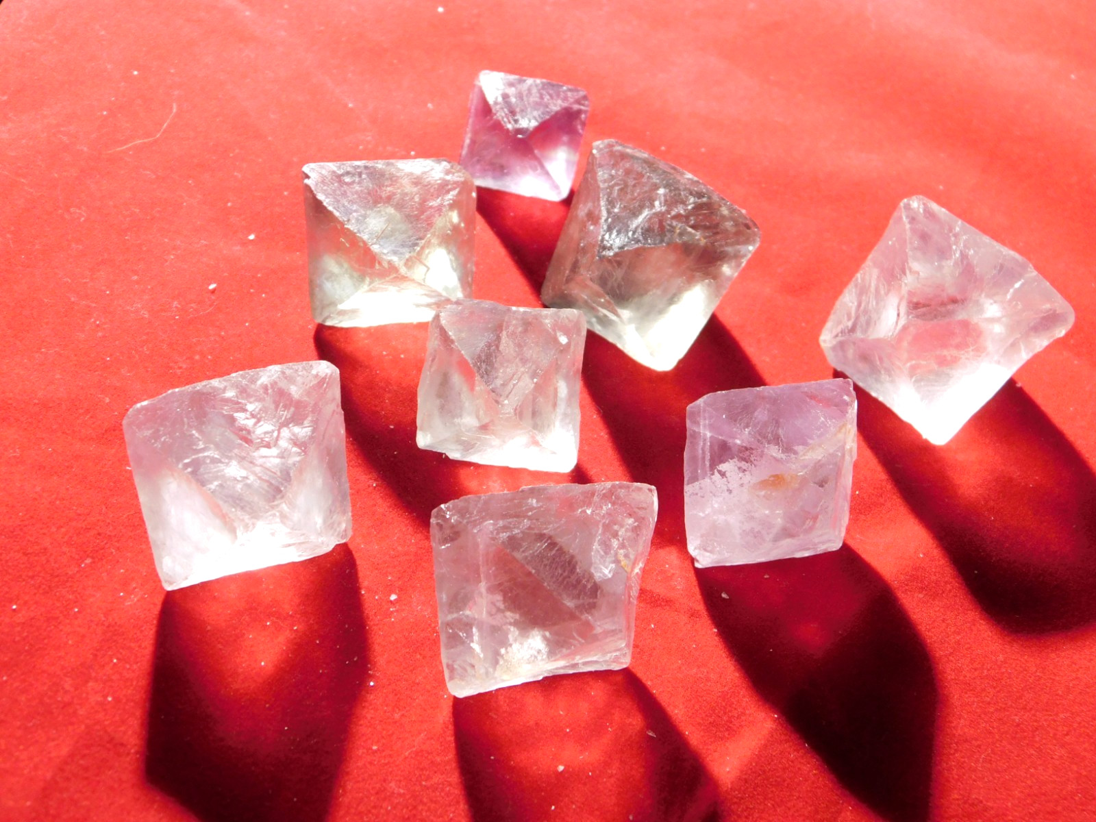 Big Lot of EIGHT! Translucent Octahedron FLUORITE Crystals From China 344gr
