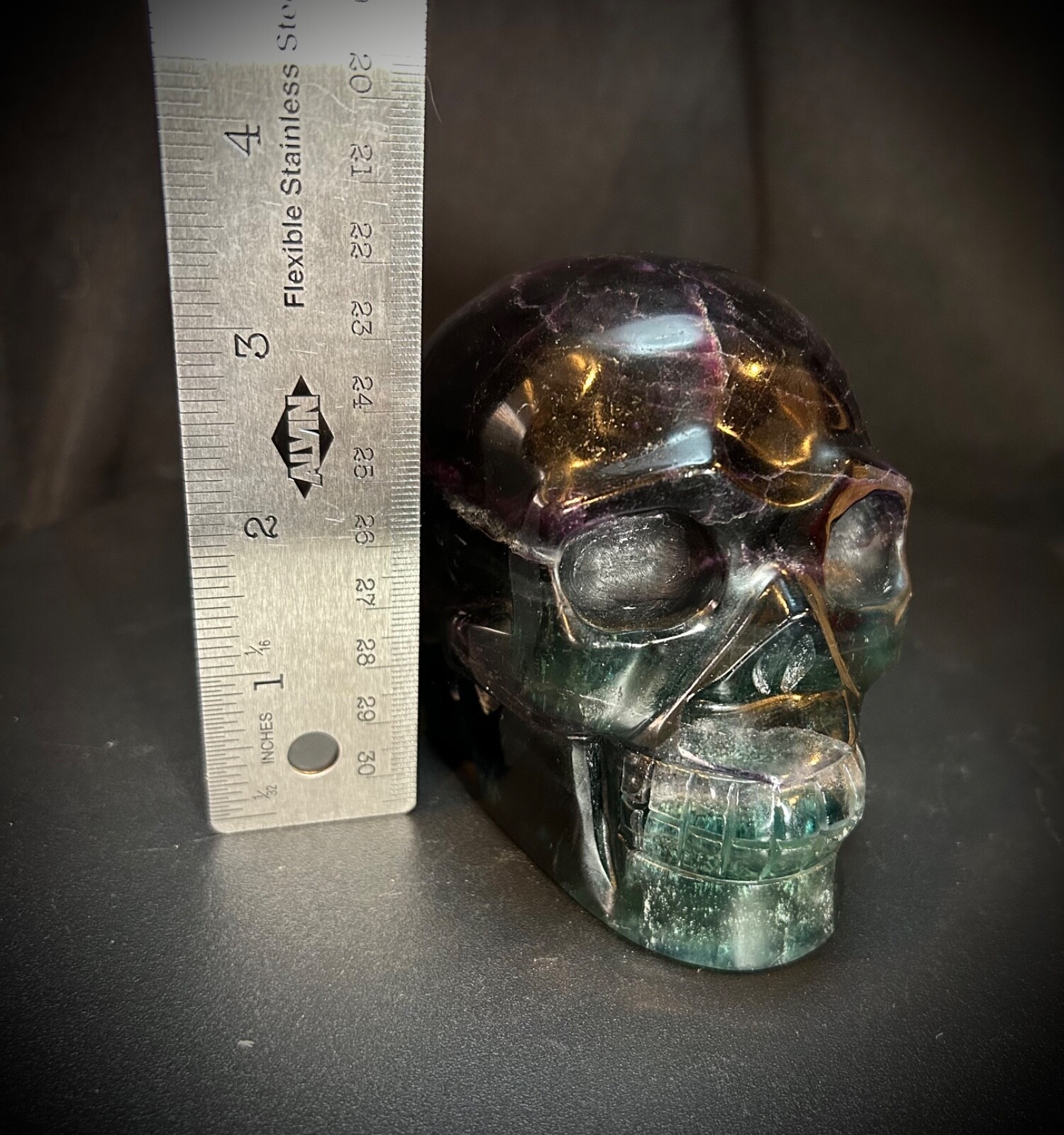 4.5″ Fancy Rainbow Fluorite Skull 2lb 11.8oz