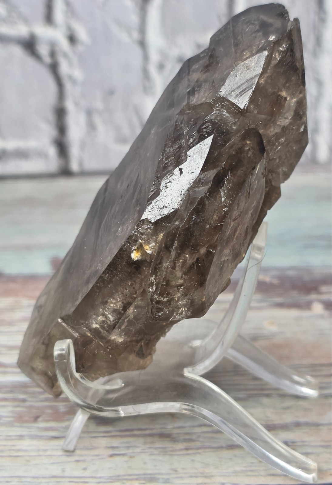 Natural Brazilian Smoky Enhydro Quartz Crystal Moving Bubble 207.63g Rare