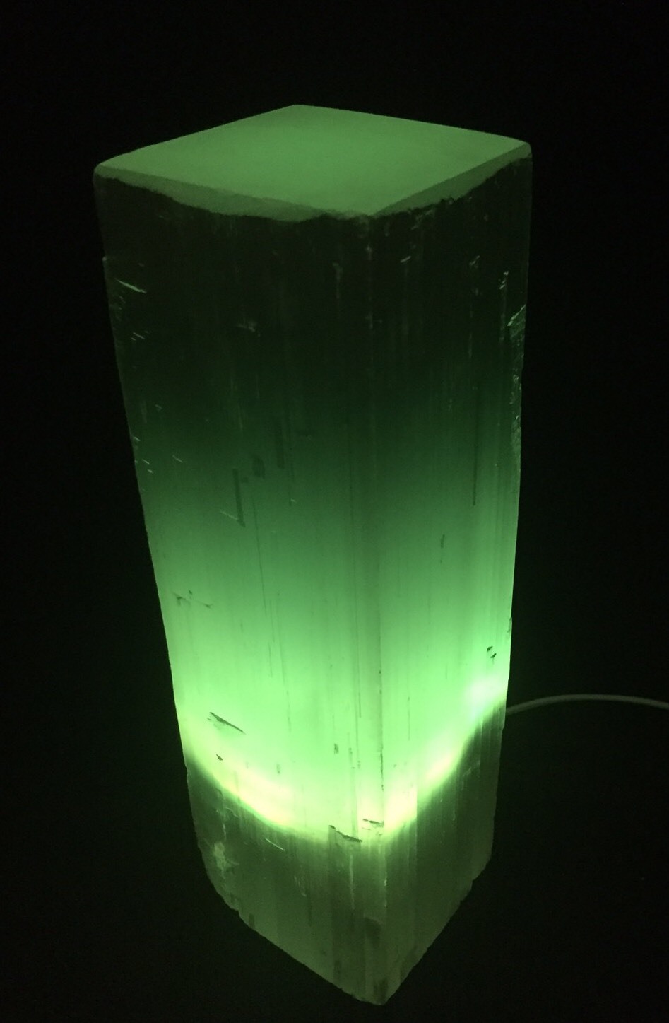 11.5″ Rectangular Selenite Lamp LED Color Selenite Tower Lamp Crystal Log Reiki.
