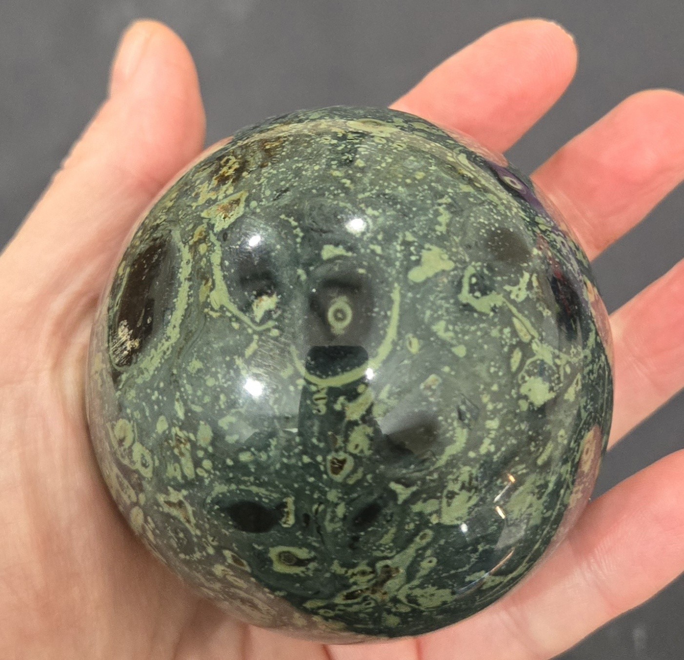 Large Kambaba Jasper Sphere Crystal Ball Natural Crocodile Stone Orb Decor 15oz