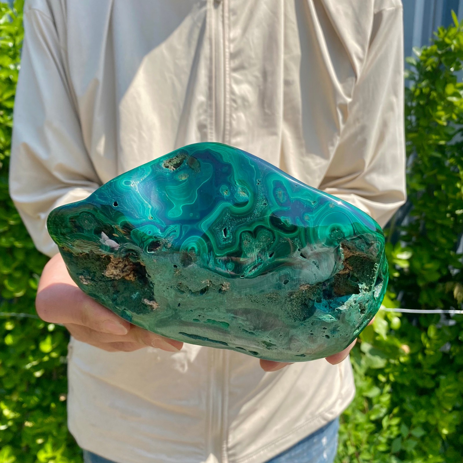 4.6LB Natural glossy Malachite transparent cluster rough mineral sample