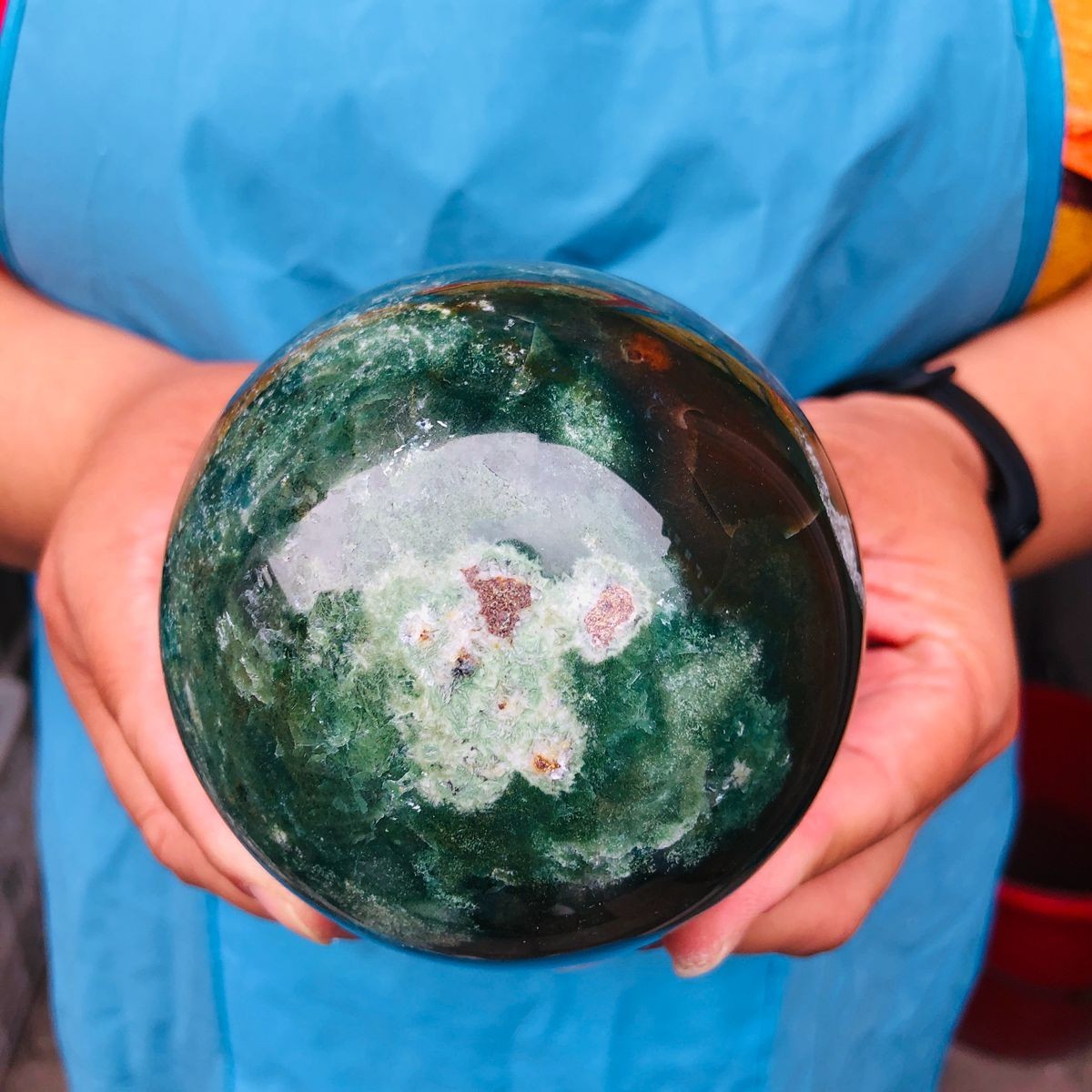 3 pieces 2650g Natural aquatic Agate Ball Quartz Crystal Sphere Healing 2110
