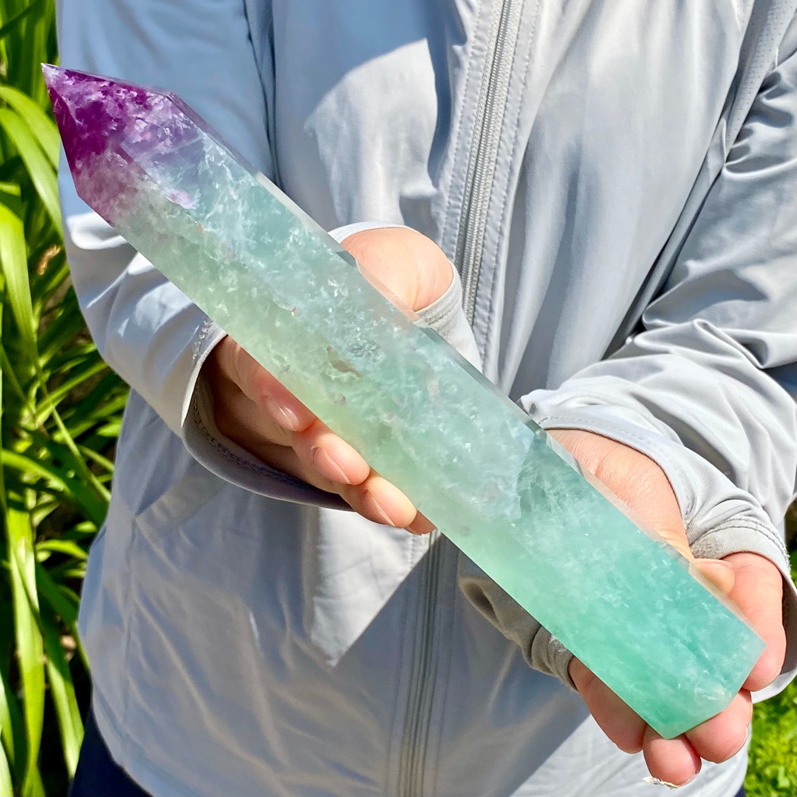 1.39LB Natural Fluorite Crystal Column Magic Wand Obelisk Point Earth Healing