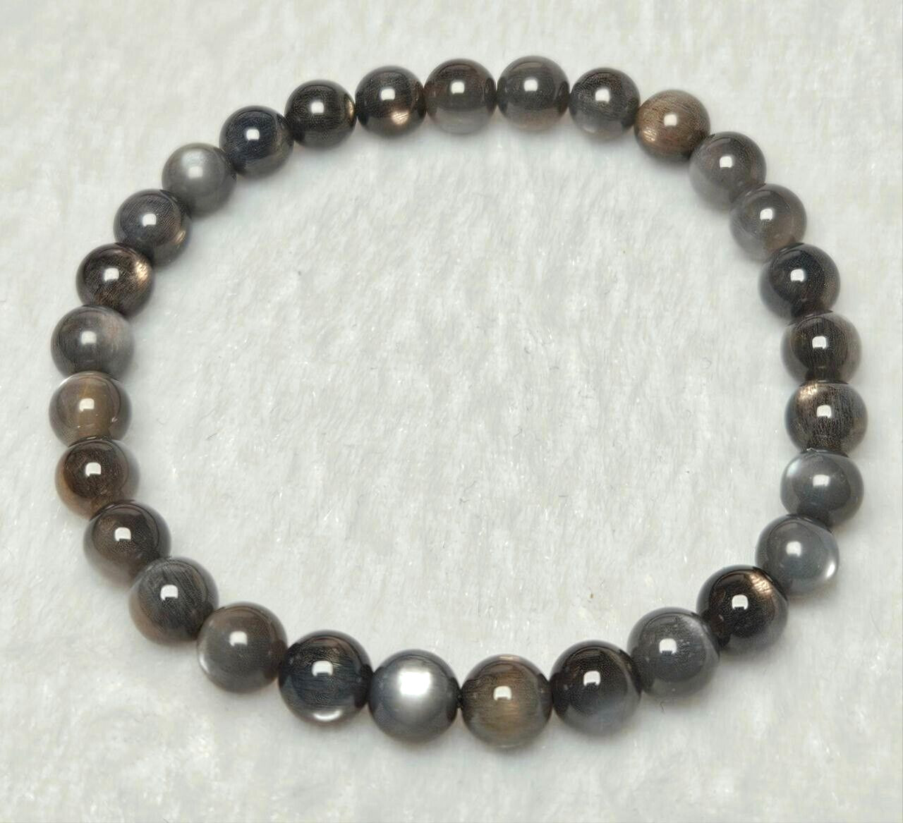 Grade AAA! 7 mm Black Moonstone Bead Bracelet-Good Energy/Great Gift Idea
