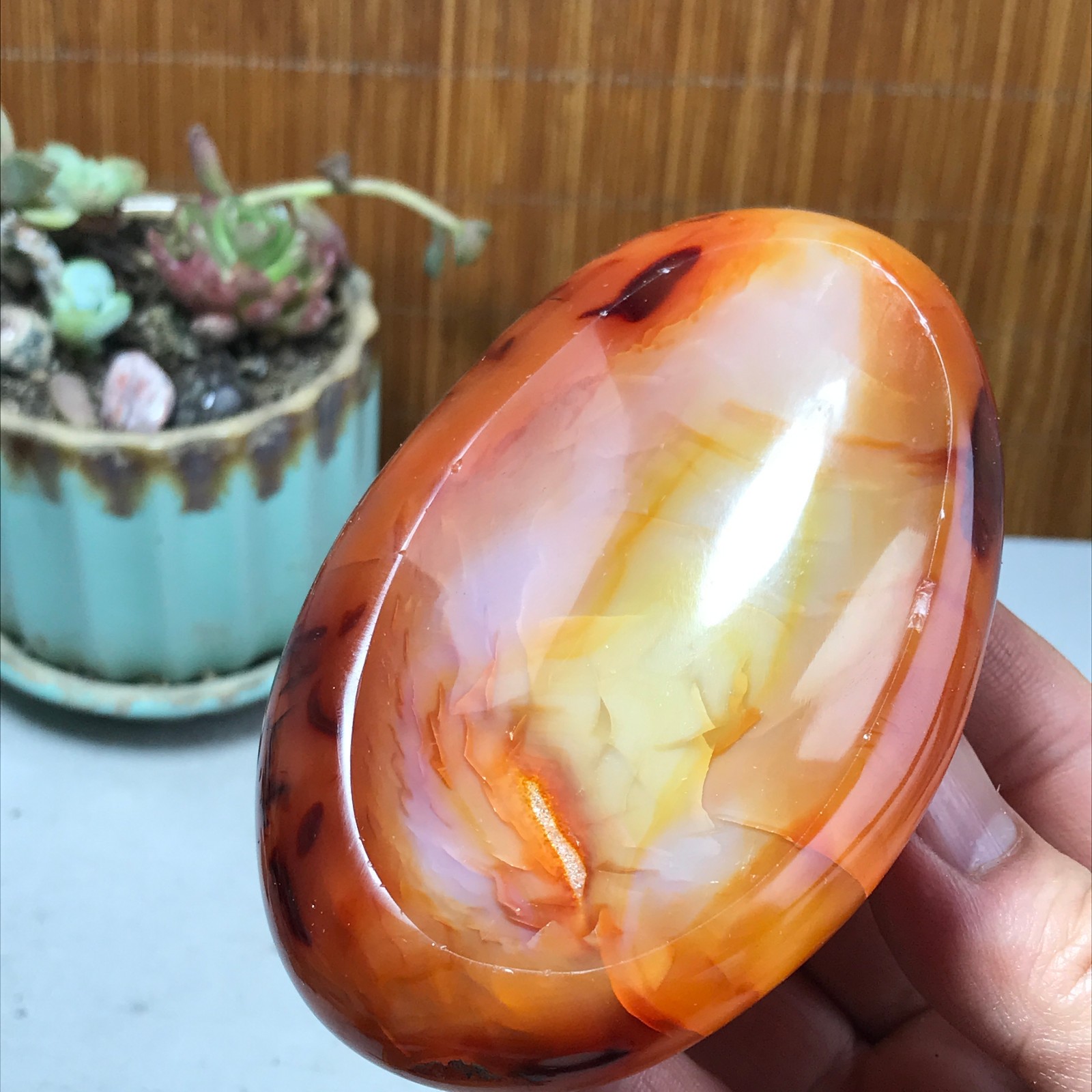 105-65-28mm Rare NATURAL red agate ashtray Hand polishing Crystal specimen A4319