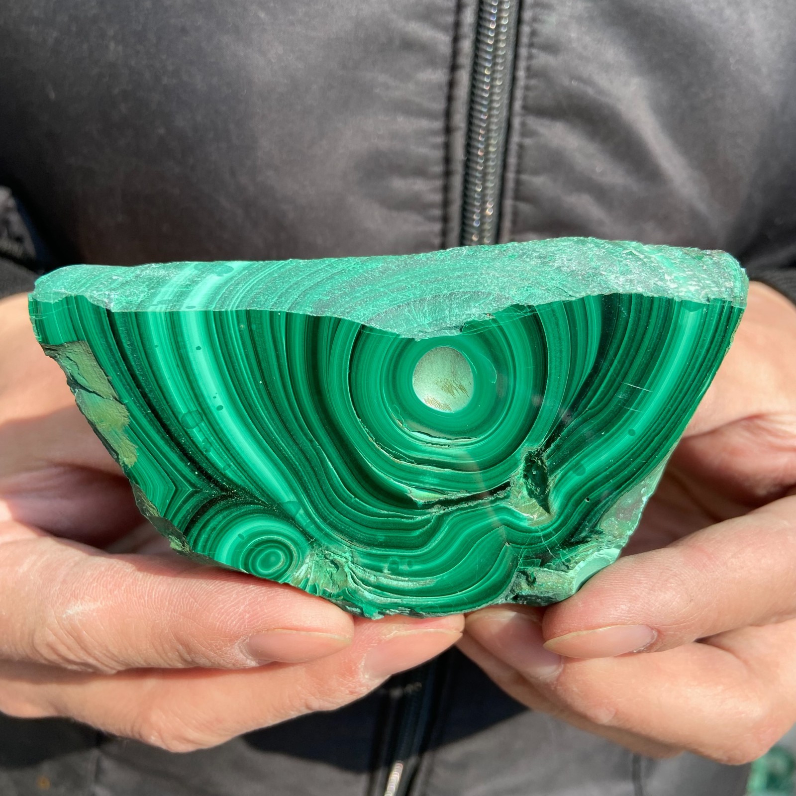 205g Natural malachite crystal partially polished mineral specimen