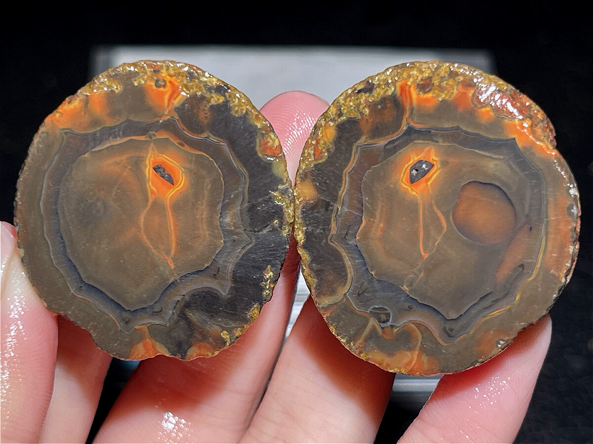 1Pair China Agate Hebei xuanhua natural Crystal Geodes collectible 66g D174