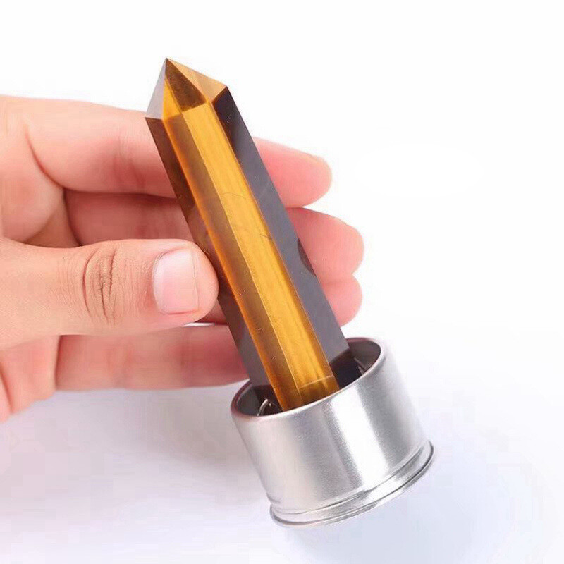 Natural Tiger’s Eye Quartz Crystal Elixir Water Bottle Cup Rock Stone Wand Reiki