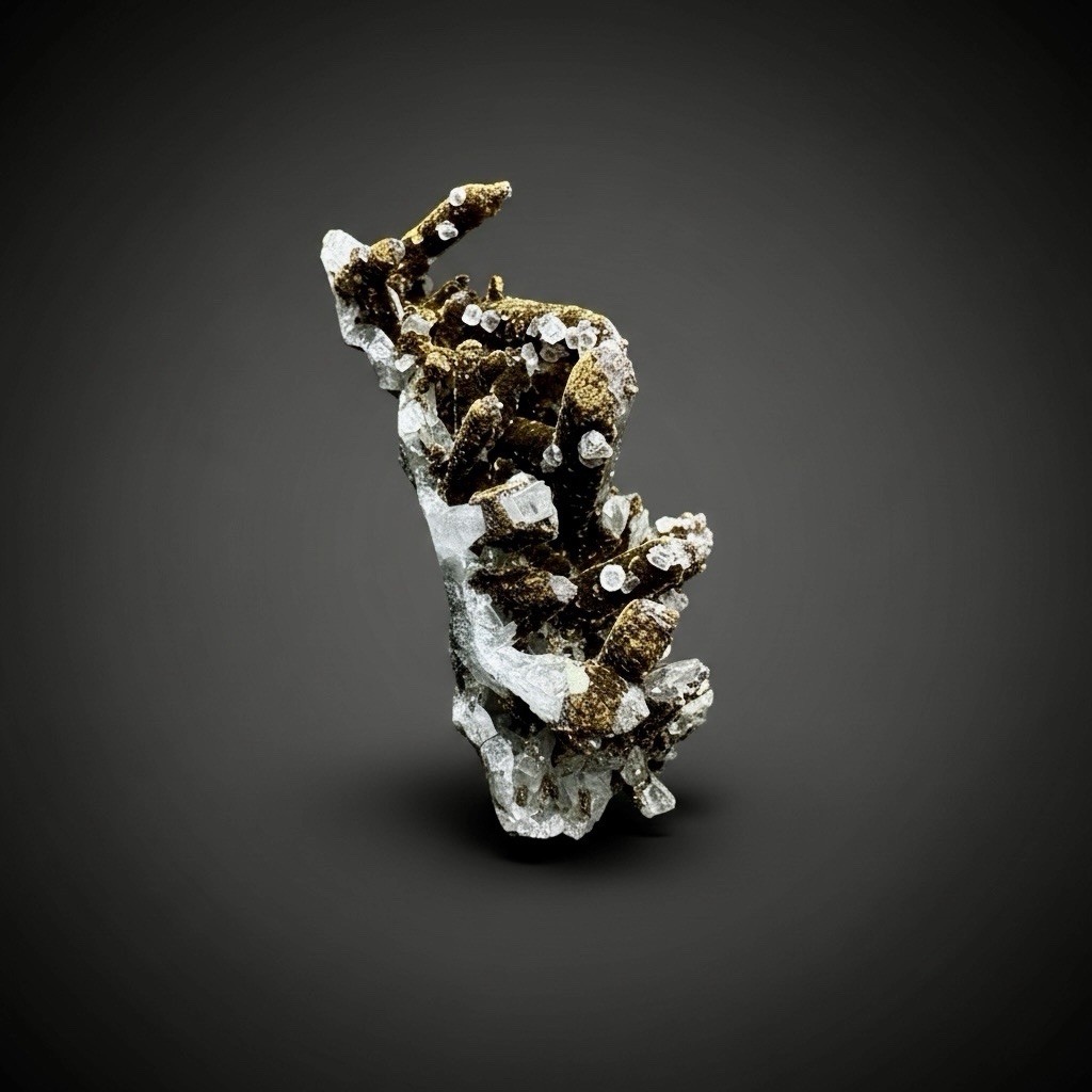 STUNNING Druzy Calcite & Bronze Velvet Chalcopyrite on Quartz Cluster • China