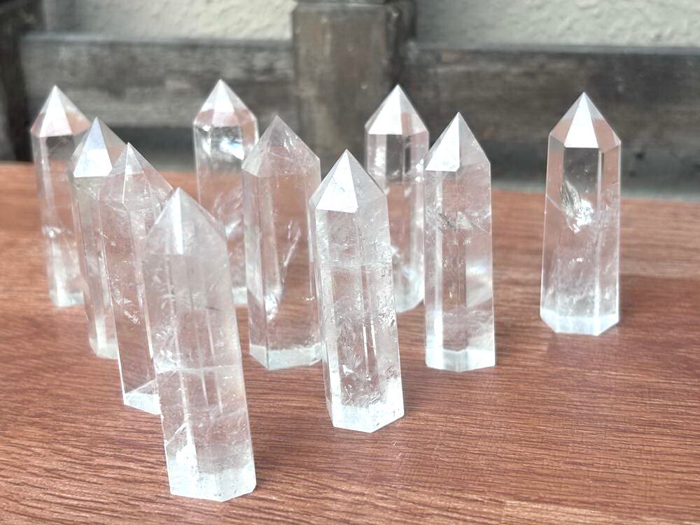 10pcs Bulk 2”+ Natural Clear Quartz Crystal Point Wands Tower Obelisk Polished