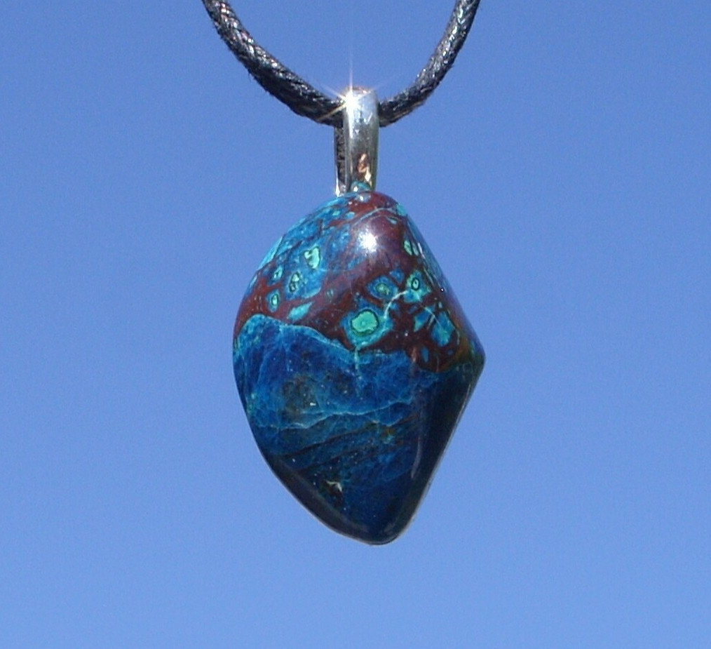 Natural Shattuckite Free Form Stone Crystal Pendant Necklace