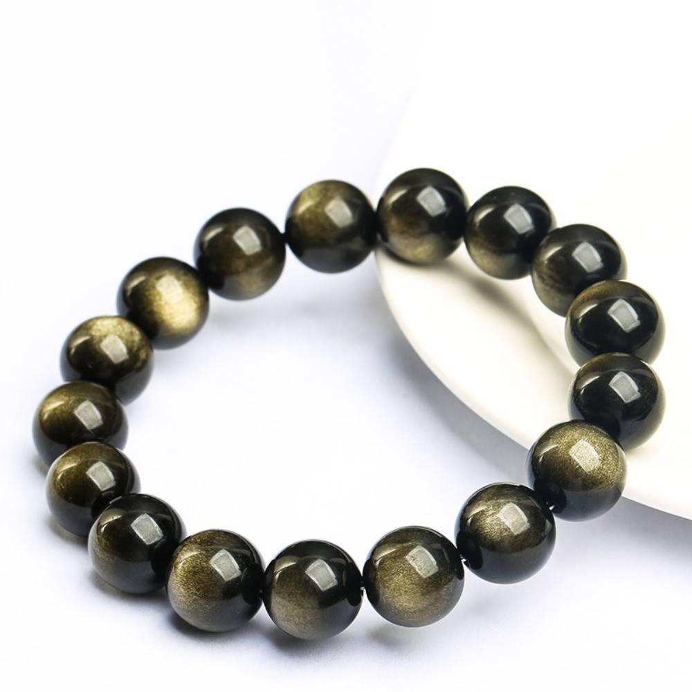 Natural Gold & Silver Obsidian Bracelet Energy Healingstone Fashion Jewelry Gift