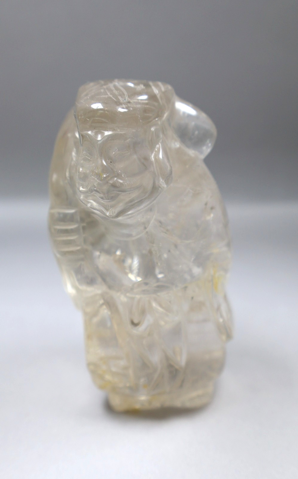 Carved Rock Quartz Crystal Statue Figurine 3.5 Inch Height Transparent Vintage
