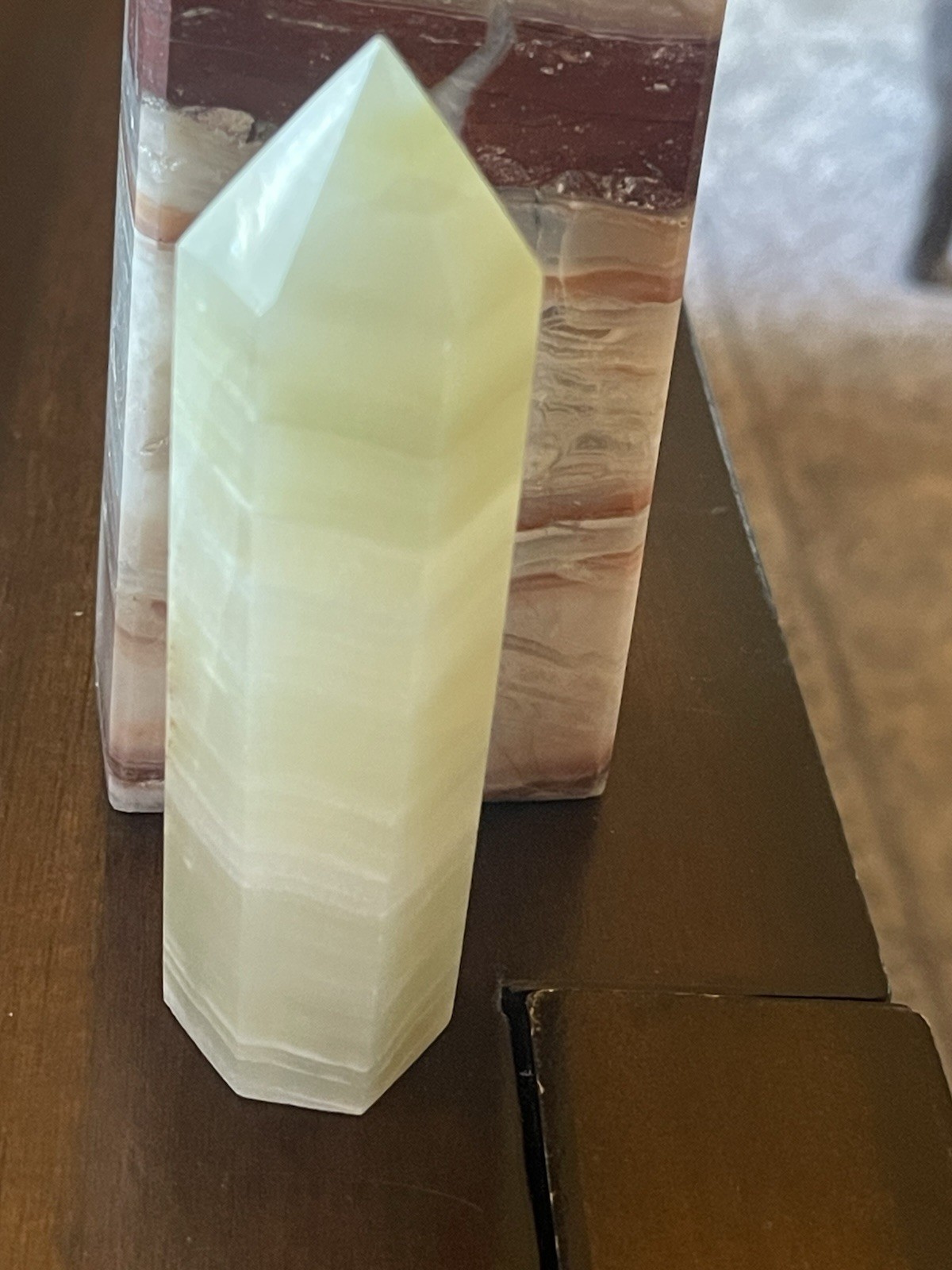 Natural Green Banded Calcite (Green Onyx) Crystal Tower Afghan Jade