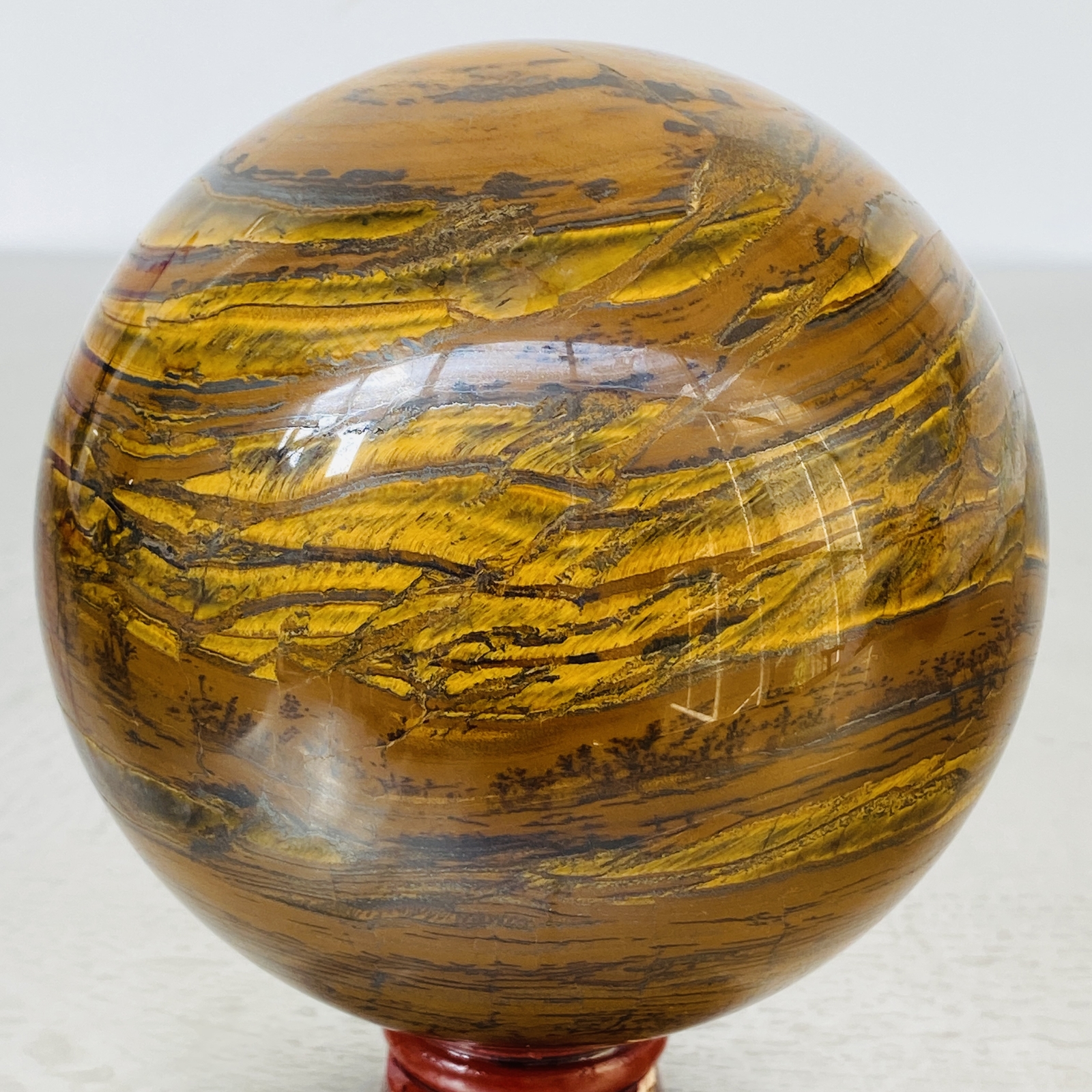 Natural Tiger Eye stone ball quartz crystal ball Reiki healing 2060G
