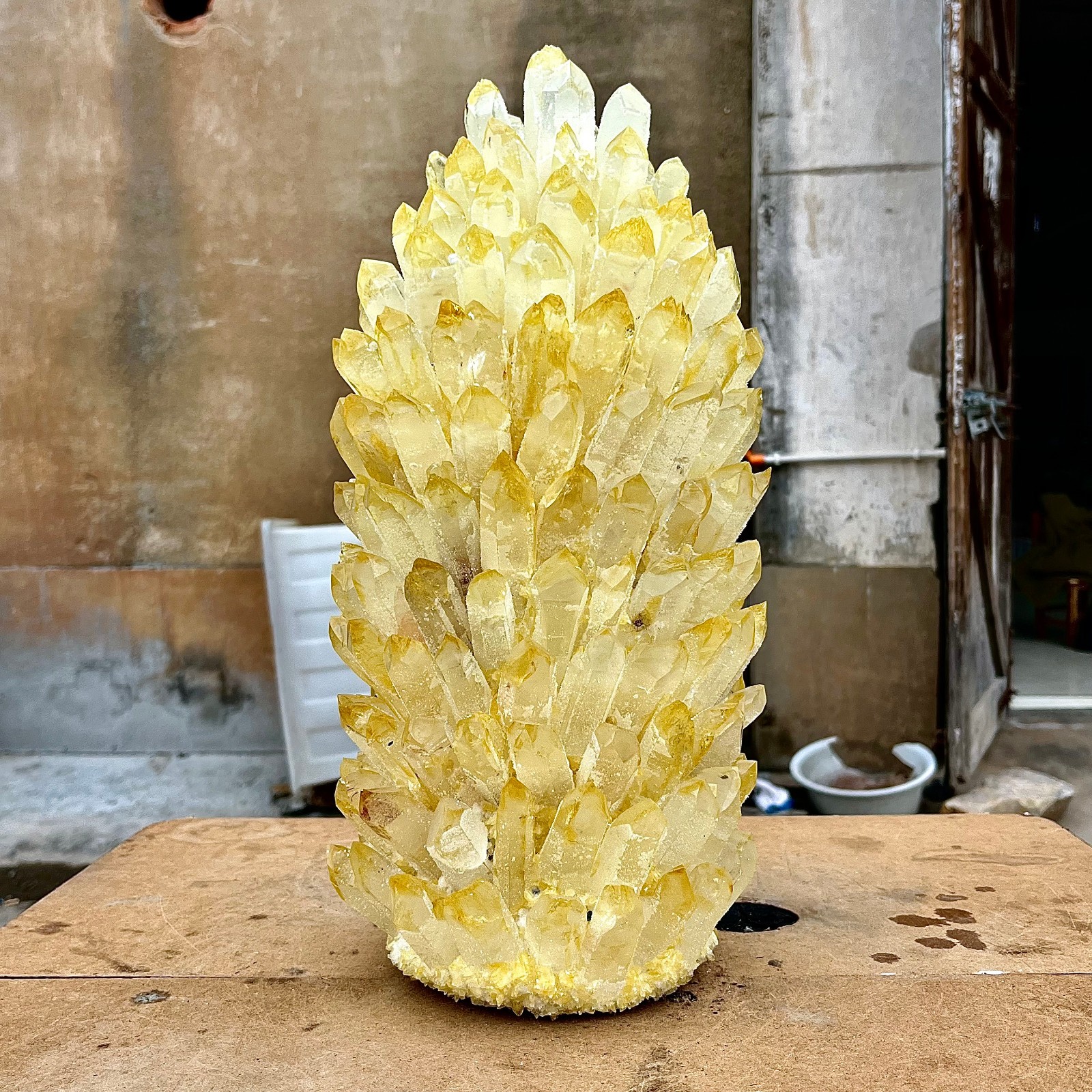 31.06LB Yellow Ghost Phantom Crystal Cluster Flower Raw Crystal Heal Quartz Deco