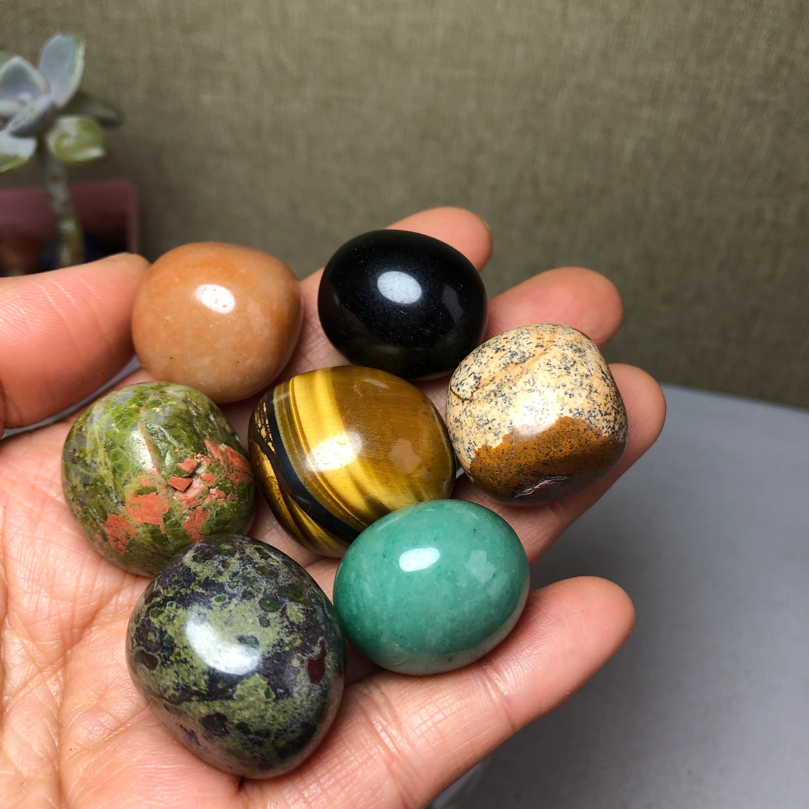 Natural seven different types of crystals Seven Star Array Specimen Base A3036