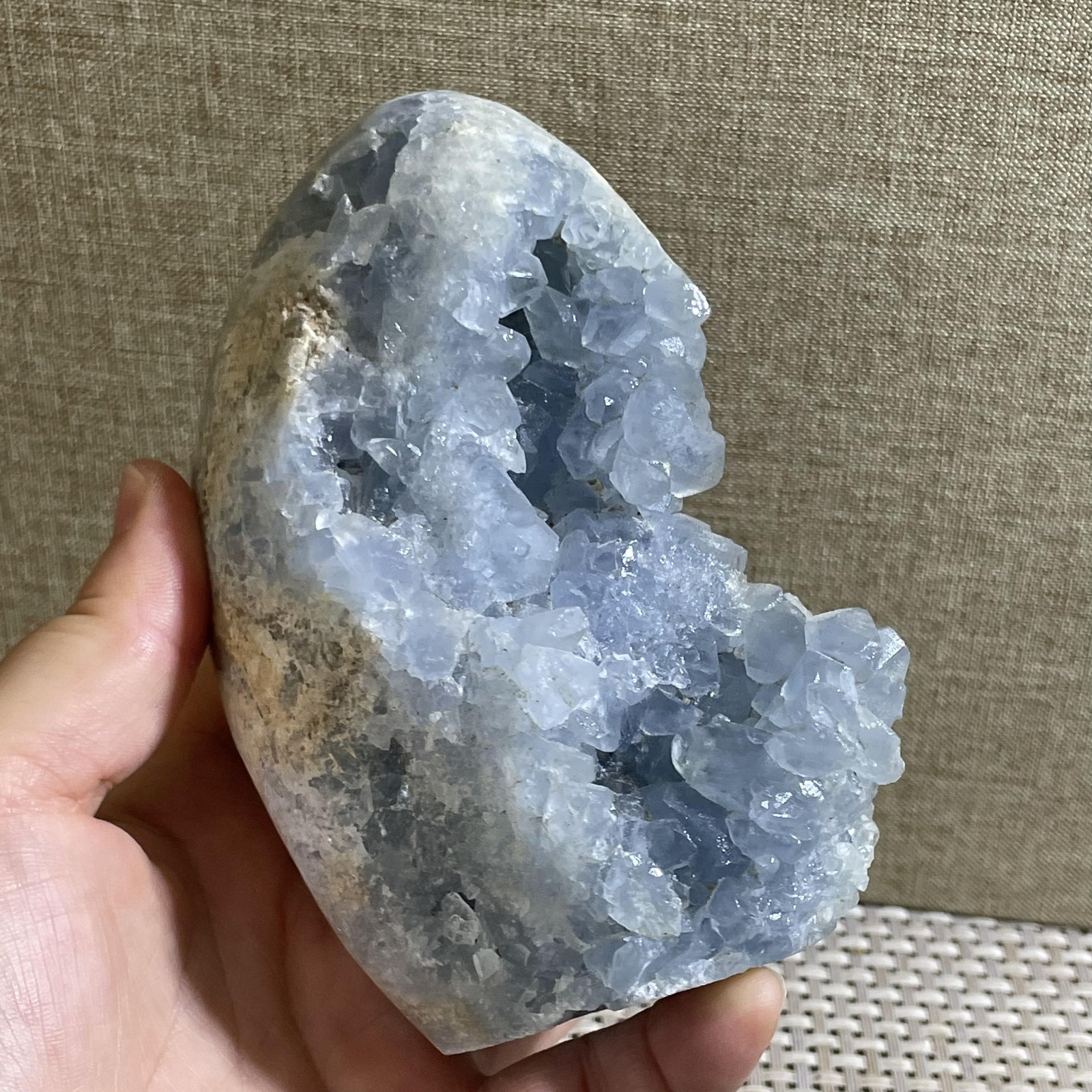 1038g Celestite Crystal Natural Sky Blue Geode Cluster – Rough Stone Crystal