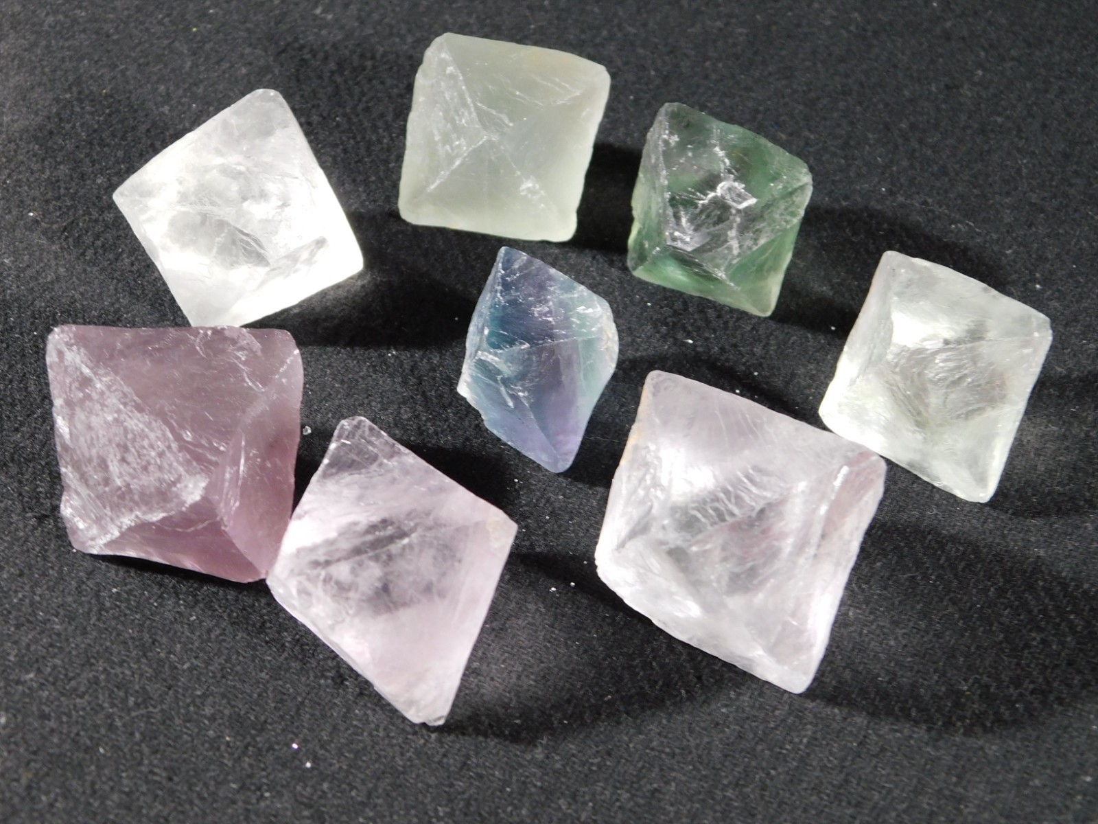 Big Lot of EIGHT! Translucent Octahedron FLUORITE Crystals From China 346gr