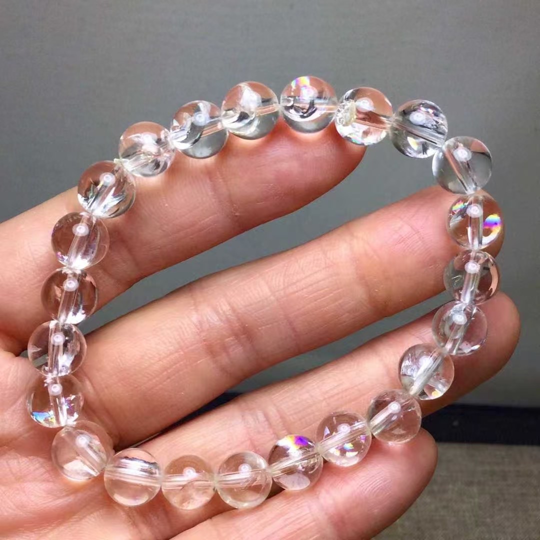8.5mm Natural White crystal Bracelet Crystal Gemstone Stretch Bracelet random