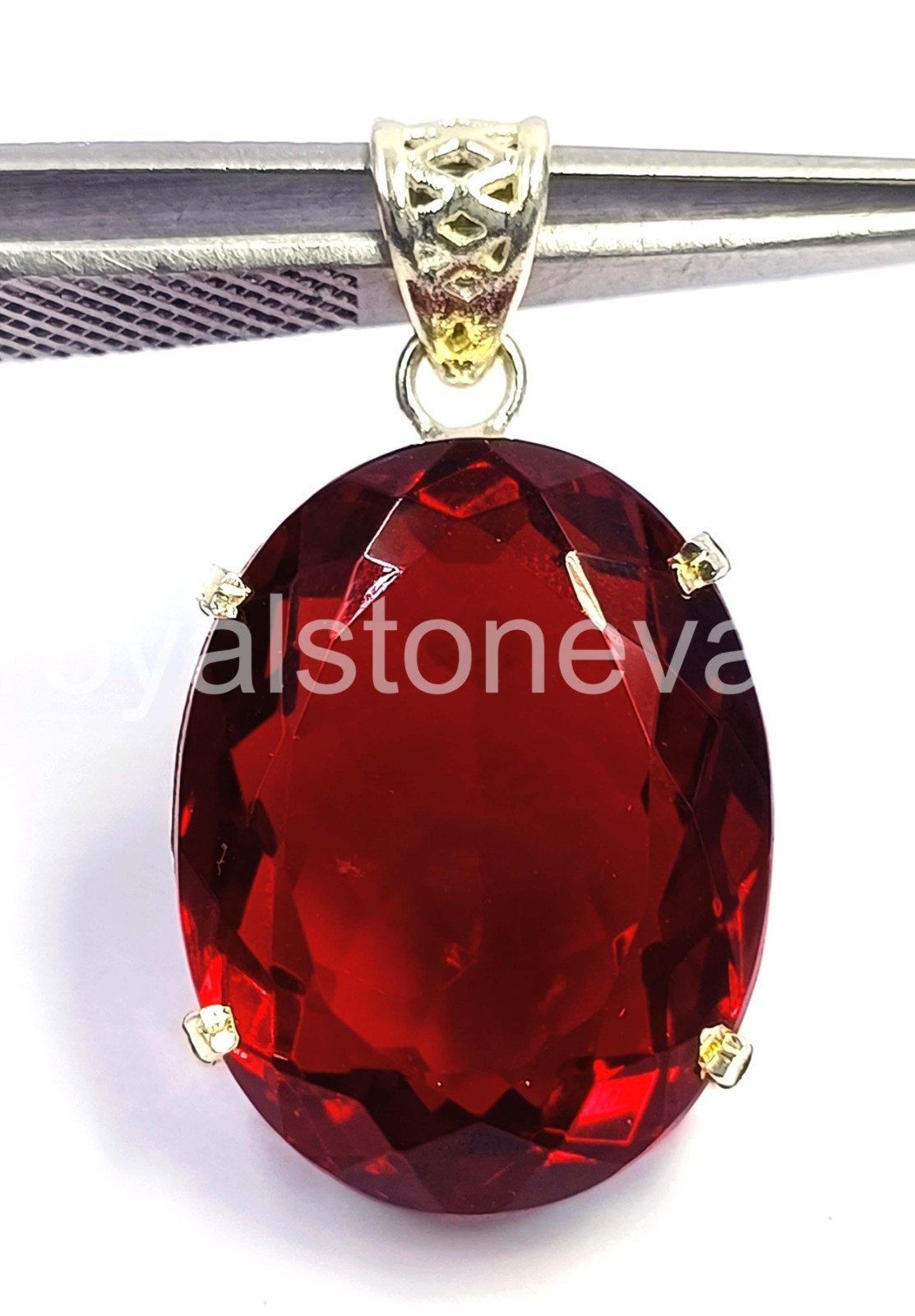 92.00 CT Natural Red Ruby Oval 925 Solid Silver Pendant Free Chain IGL Gems 6FHQ