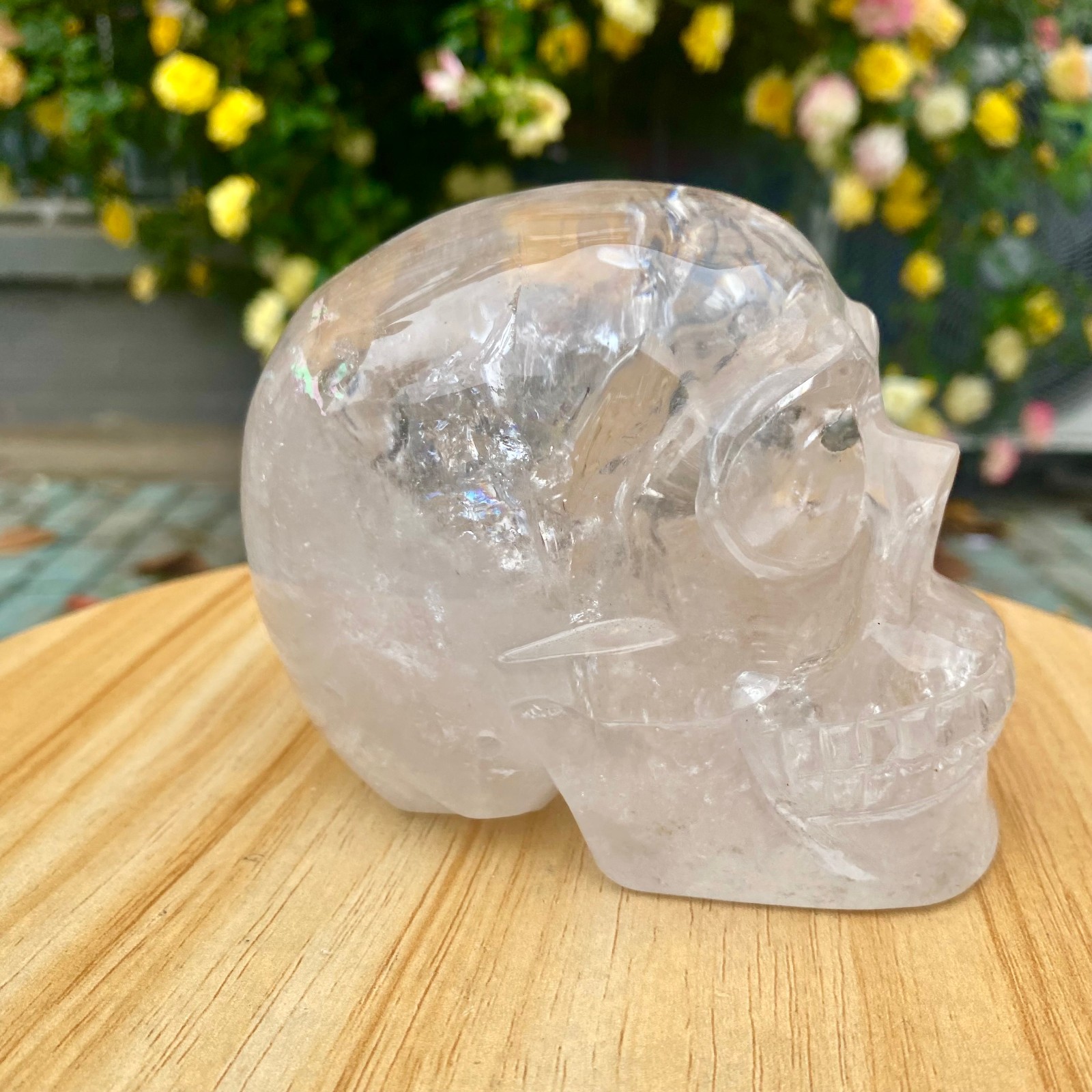 2.46LB TOP! White melting quartz hand carved crystal skull gem reiki healing