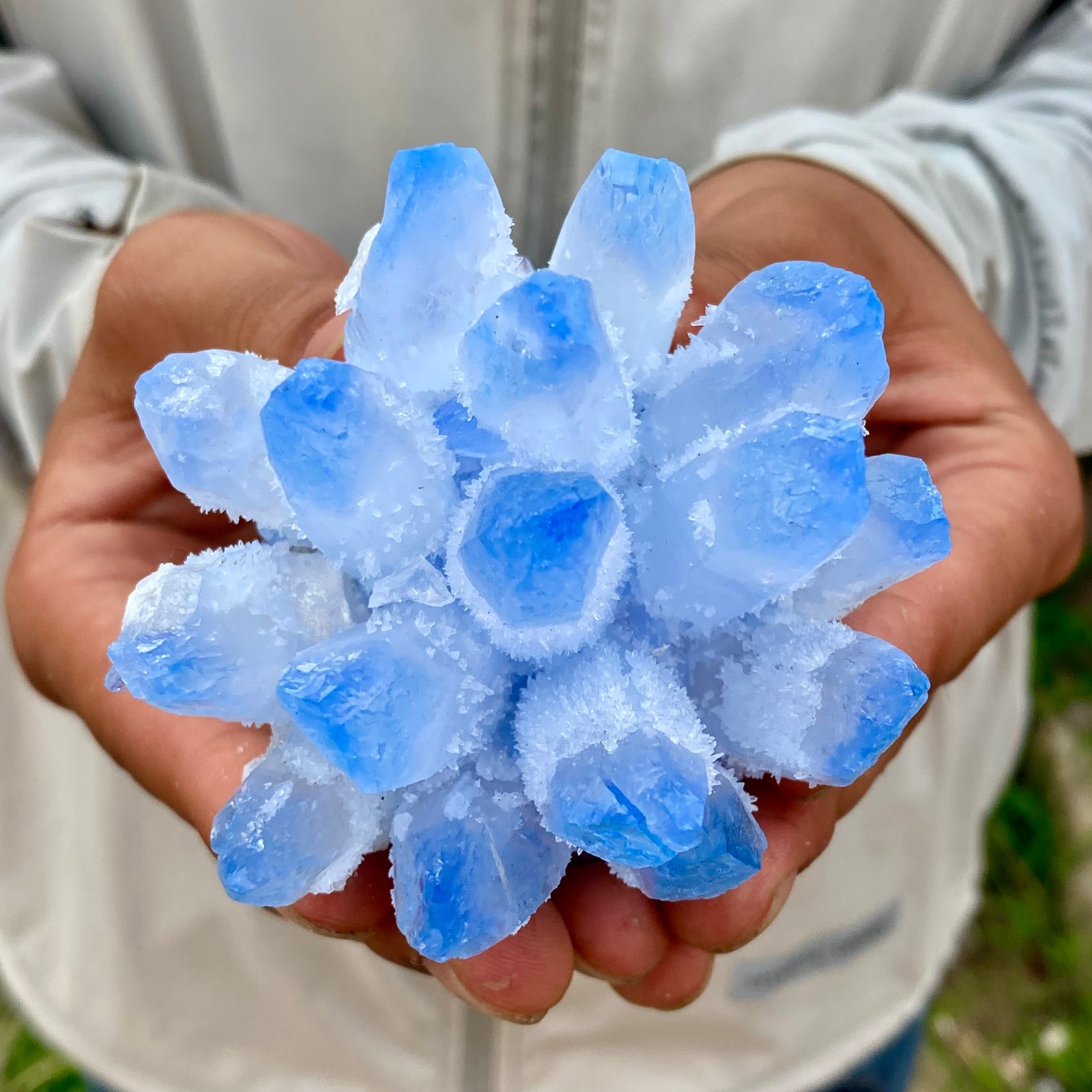 375G New Find blue Phantom Quartz Crystal Cluster Mineral Specimen Healing