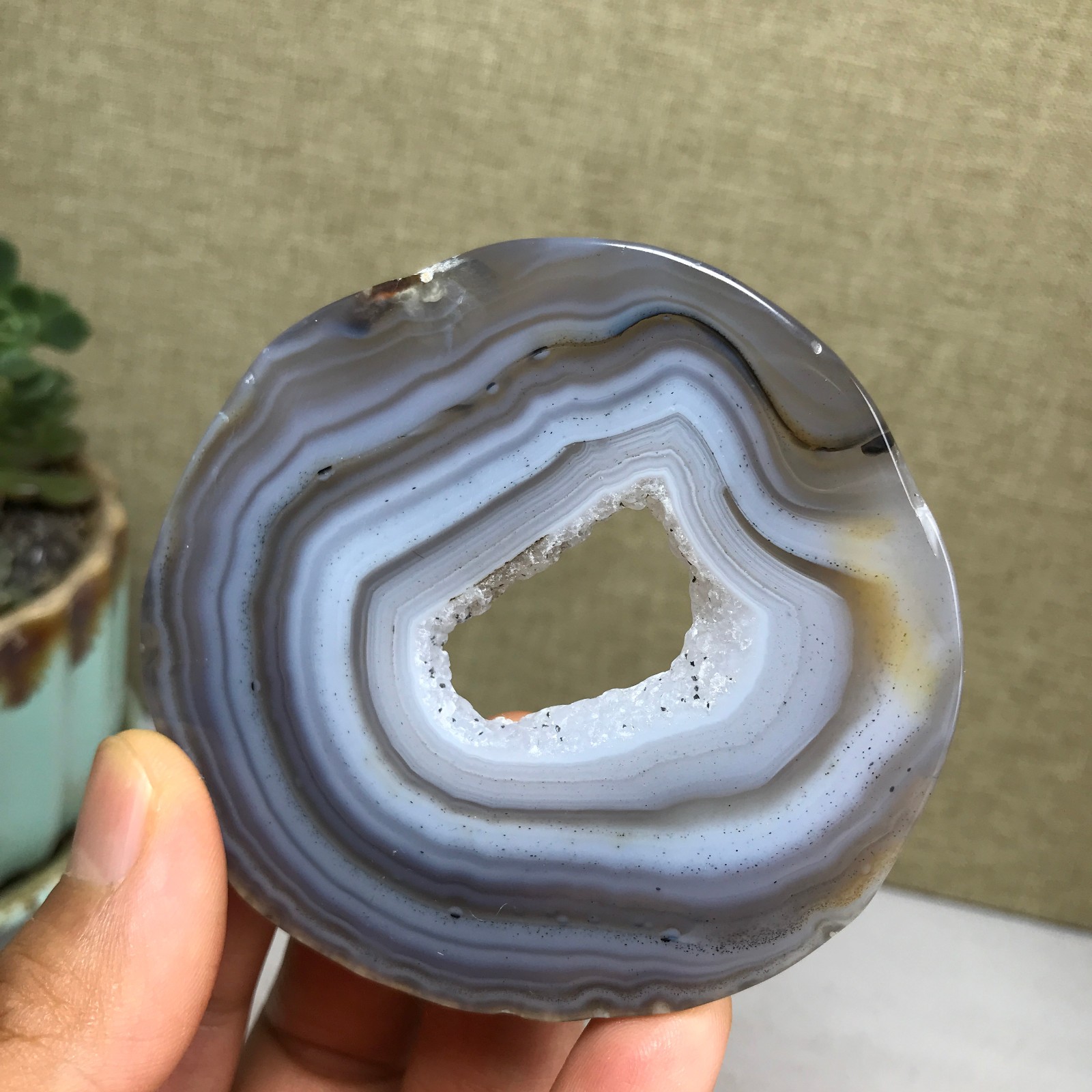 73mm Natural agate Slab/Slice quartz crystal pictographic specimen 50g A4946