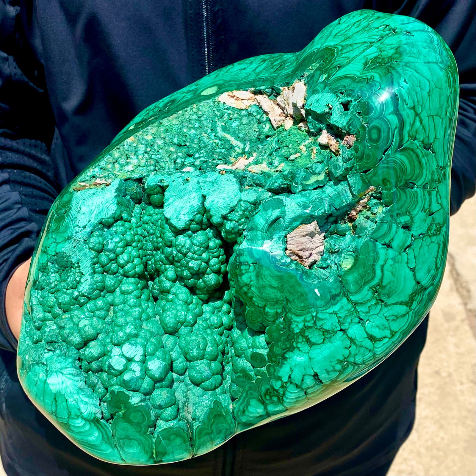 17.41LB Large Natural glossy malachite transparent cluster rough mineral sample